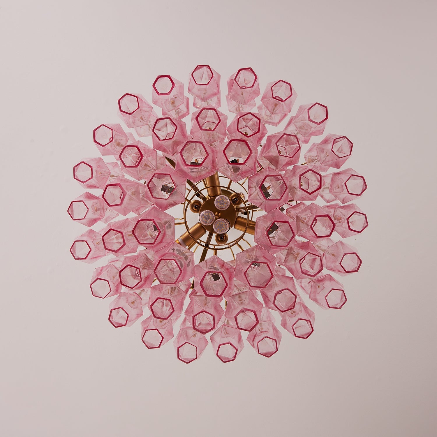 Aurora Chandelier Pink Murano Glass Layered Glam - Blowlighting