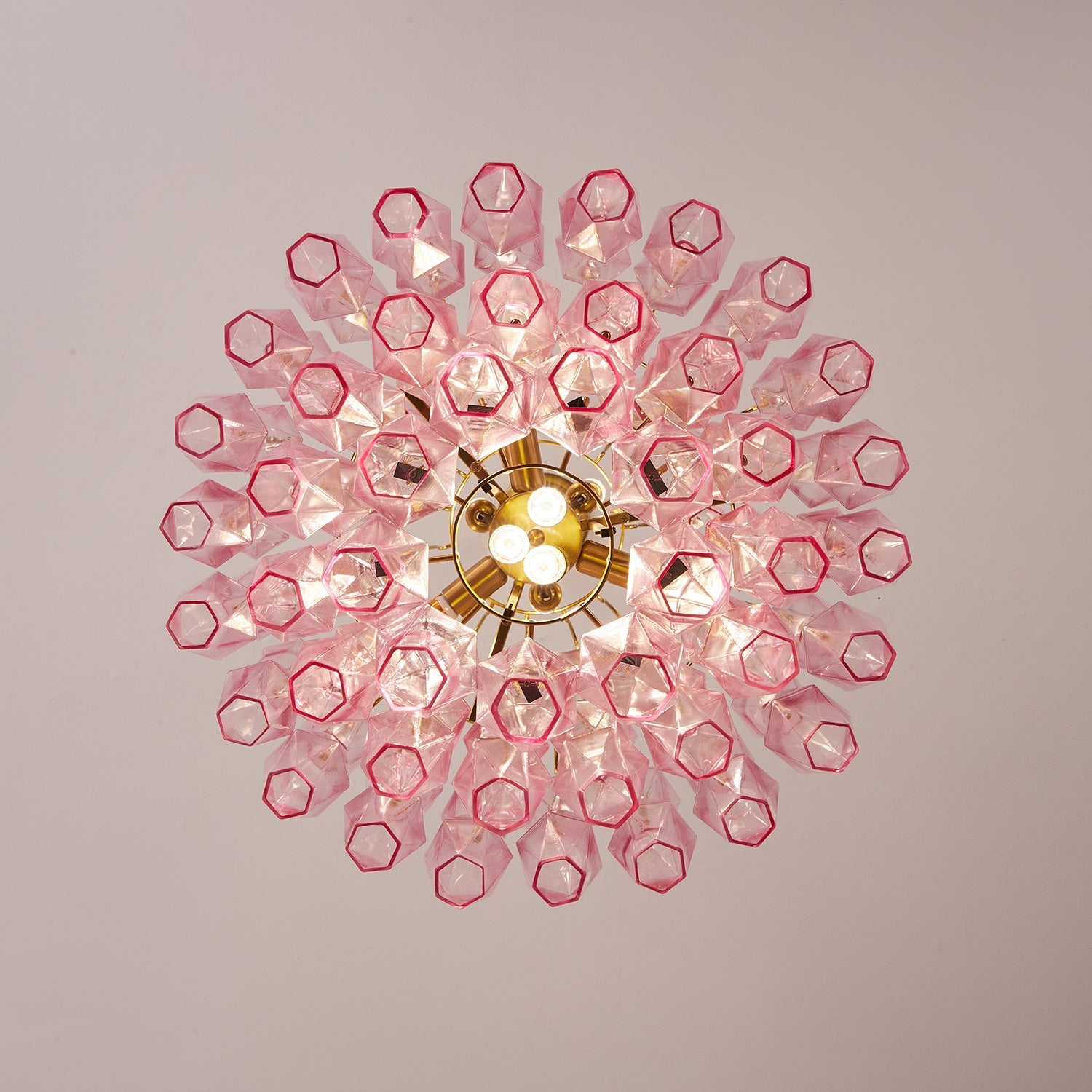 Aurora Chandelier Pink Murano Glass Layered Glam - Blowlighting