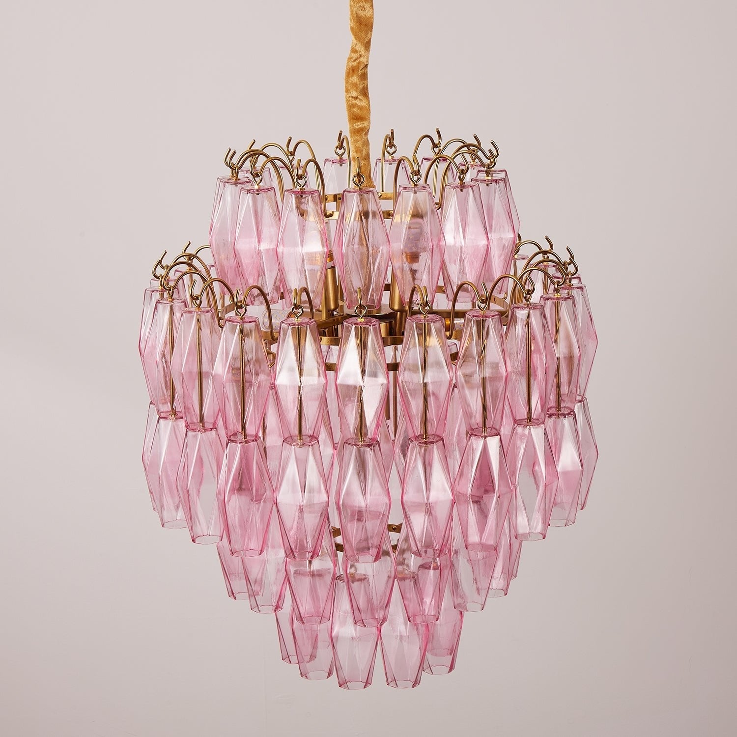 Aurora Chandelier Pink Murano Glass Layered Glam - Blowlighting