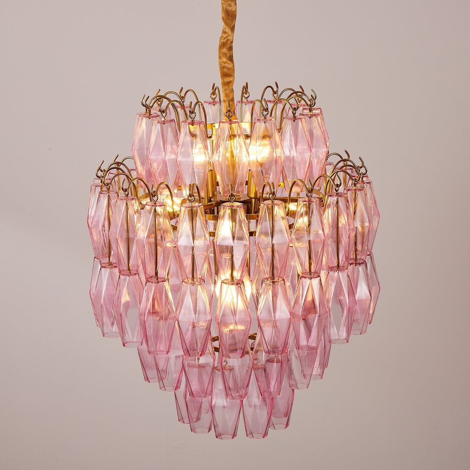 Aurora Chandelier Pink Murano Glass Layered Glam - Blowlighting
