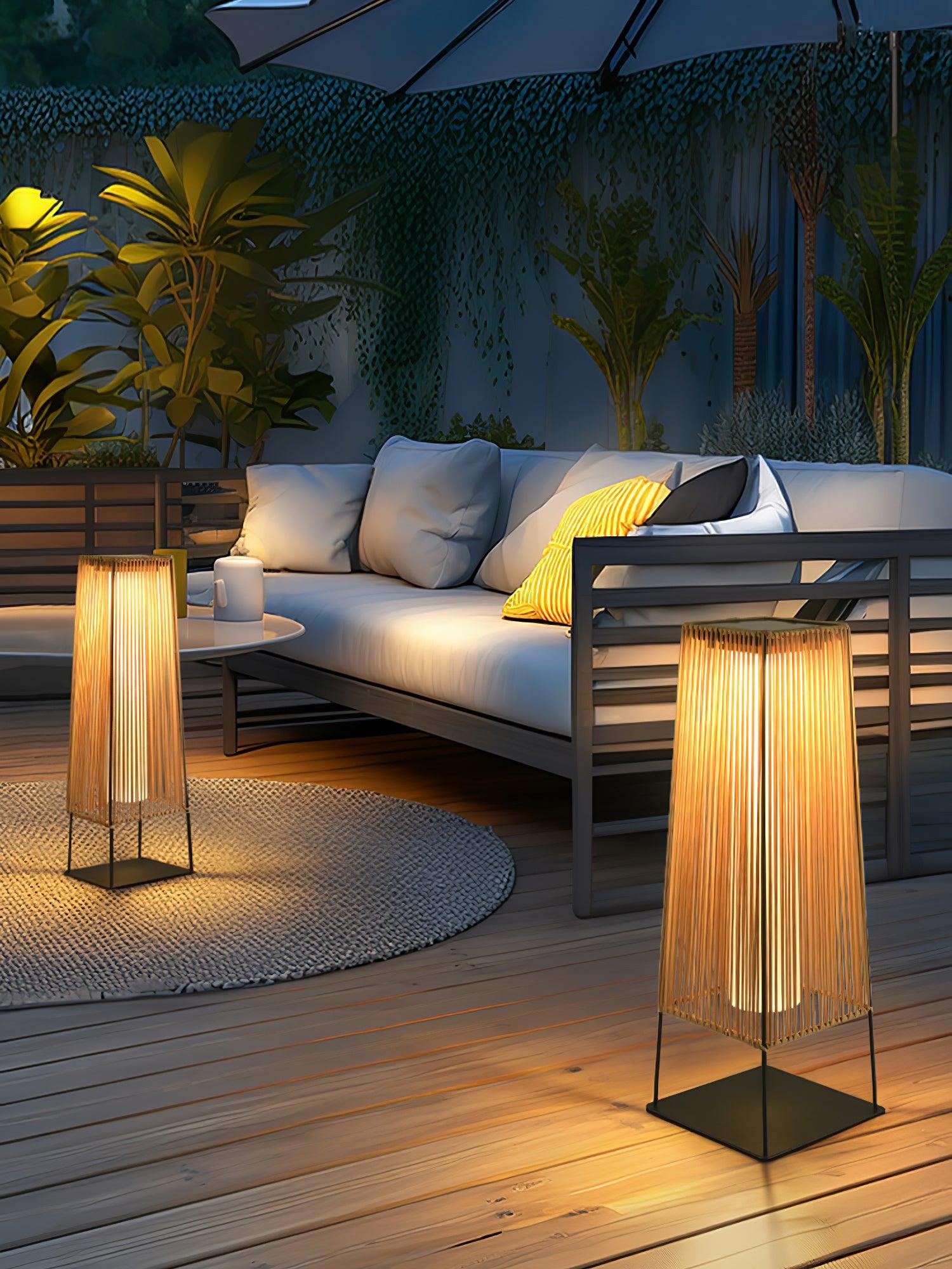 Plastic Rattan Outdoor Post Light - Blowlighting