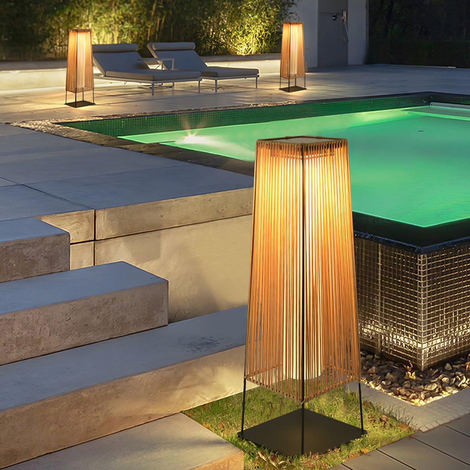 Plastic Rattan Outdoor Post Light - Blowlighting
