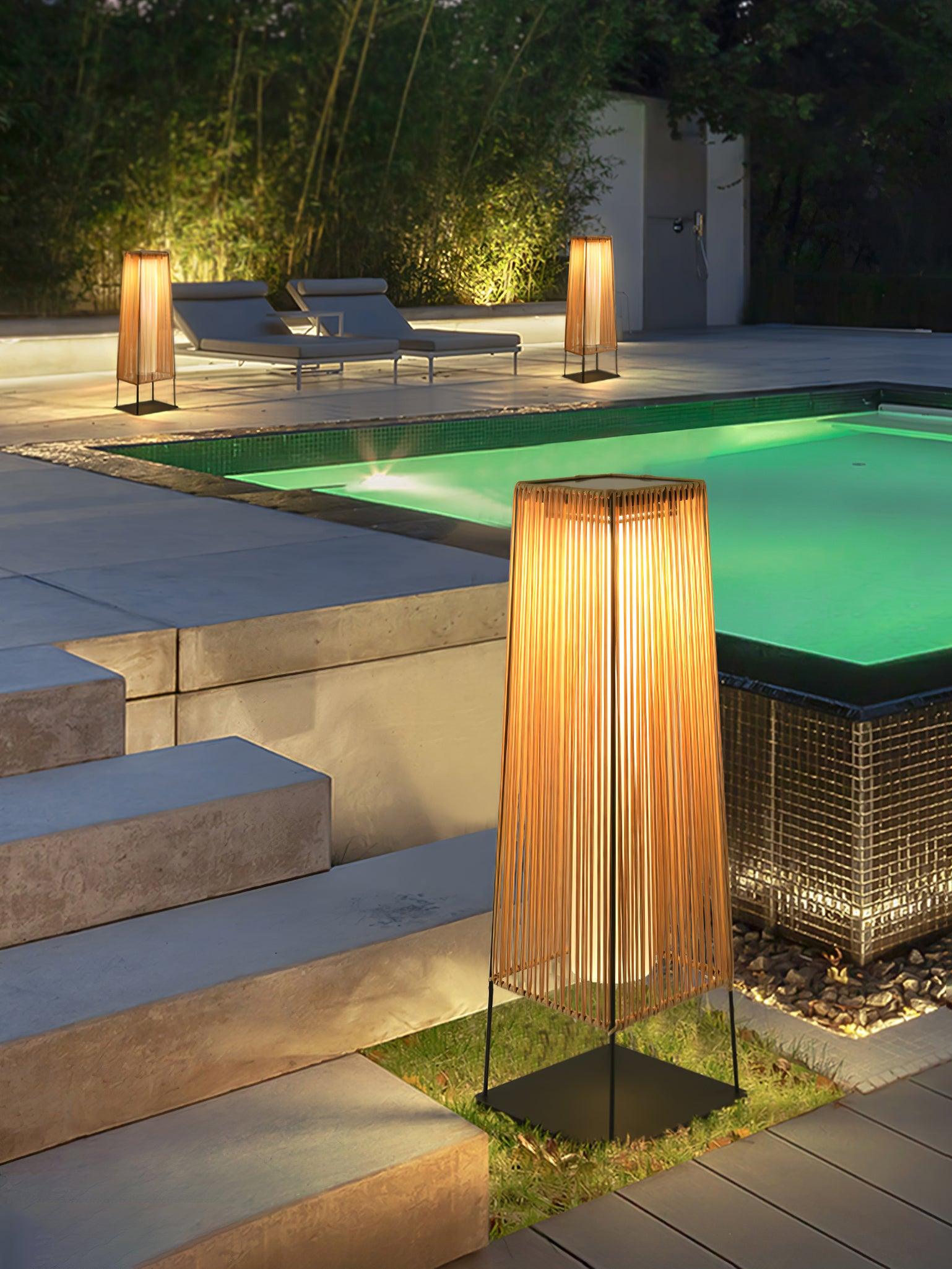 Plastic Rattan Outdoor Post Light - Blowlighting
