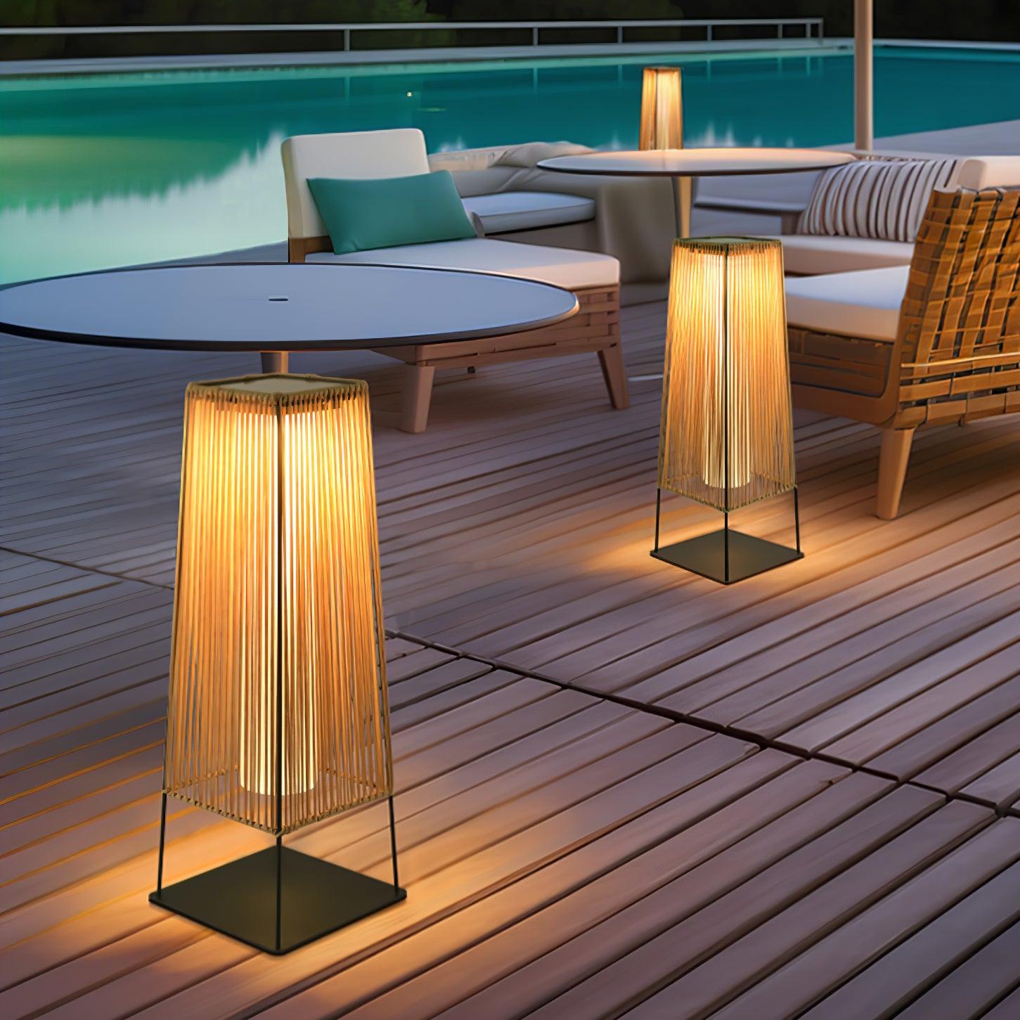 Plastic Rattan Outdoor Post Light - Blowlighting
