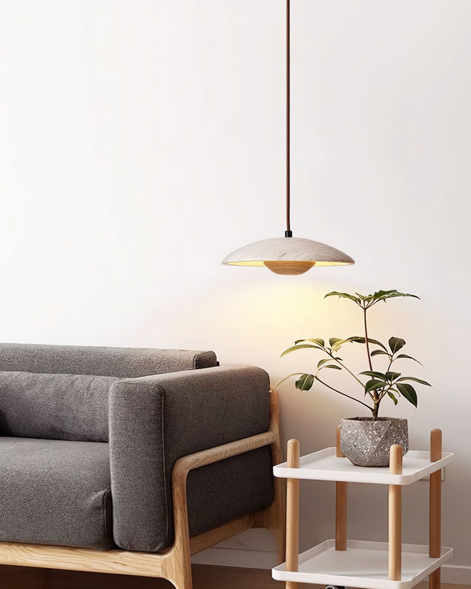 Zodore Wide-Brim Travertine Pendant Light - Blowlighting