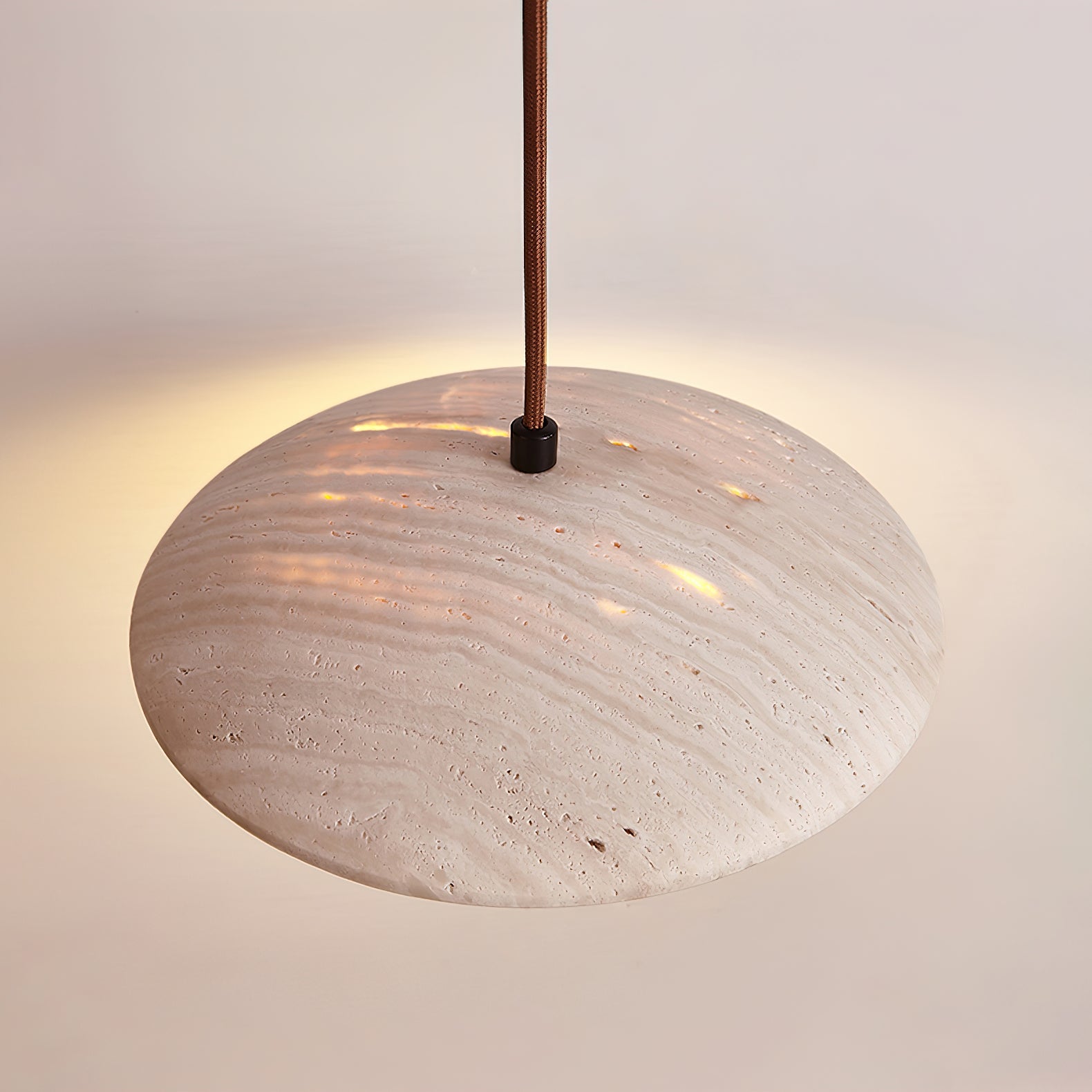 Zodore Wide-Brim Travertine Pendant Light - Blowlighting