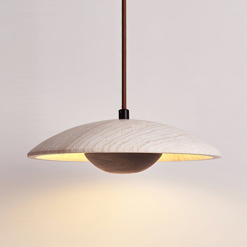 Zodore Wide-Brim Travertine Pendant Light - Blowlighting