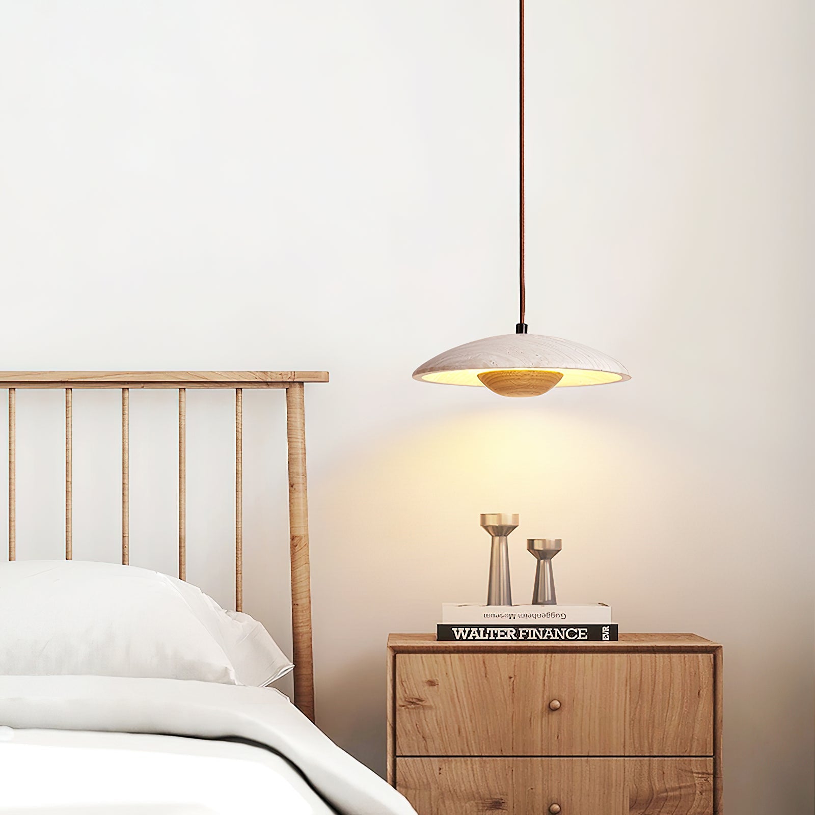 Zodore Wide-Brim Travertine Pendant Light - Blowlighting