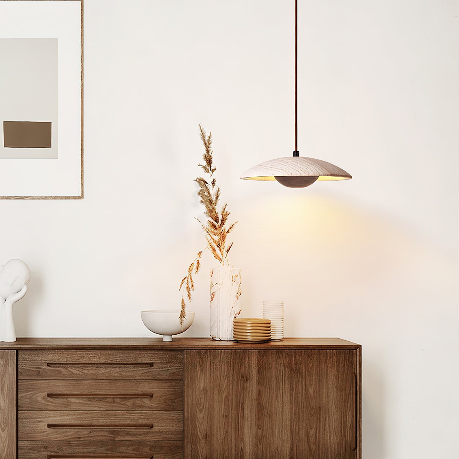 Zodore Wide-Brim Travertine Pendant Light - Blowlighting