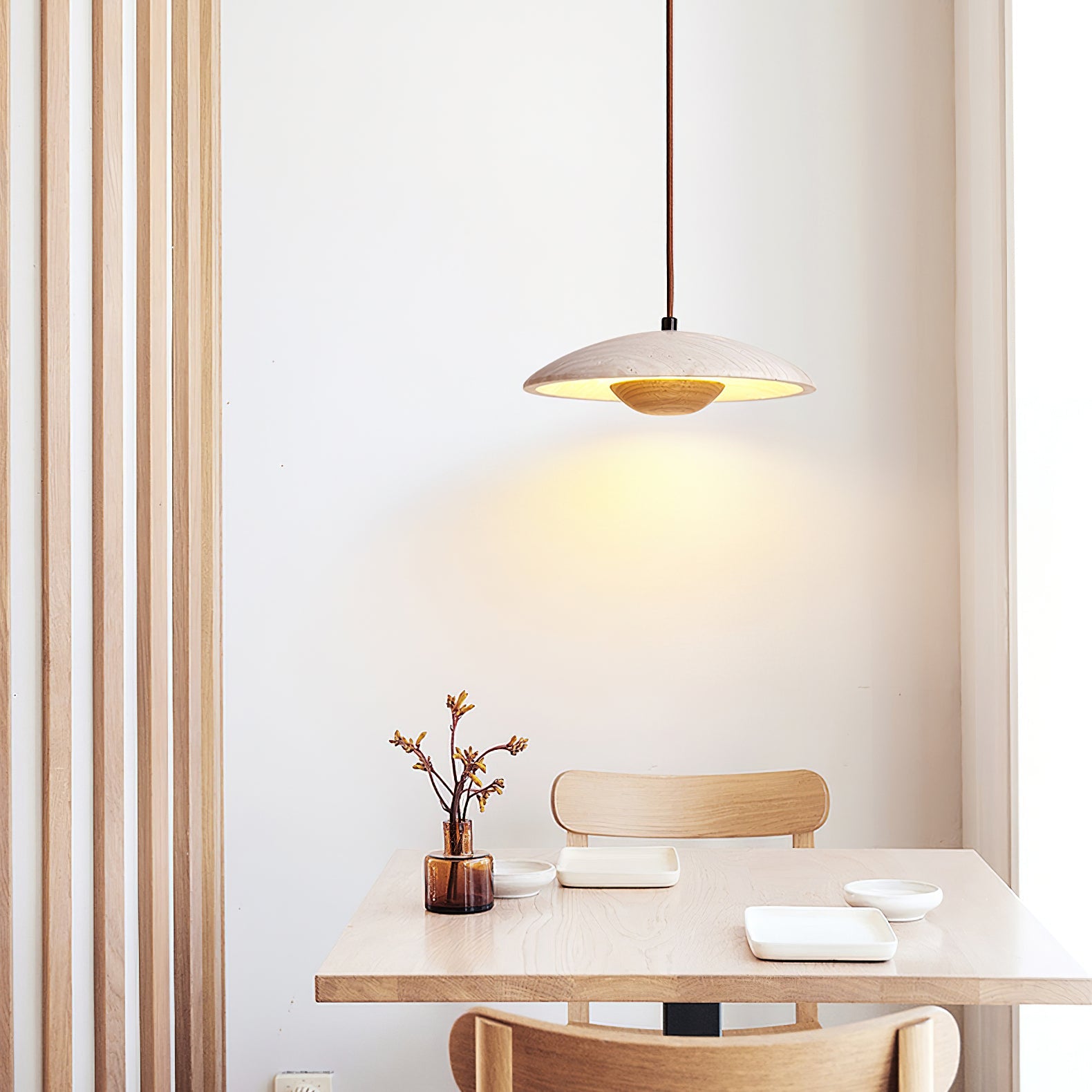 Zodore Wide-Brim Travertine Pendant Light - Blowlighting