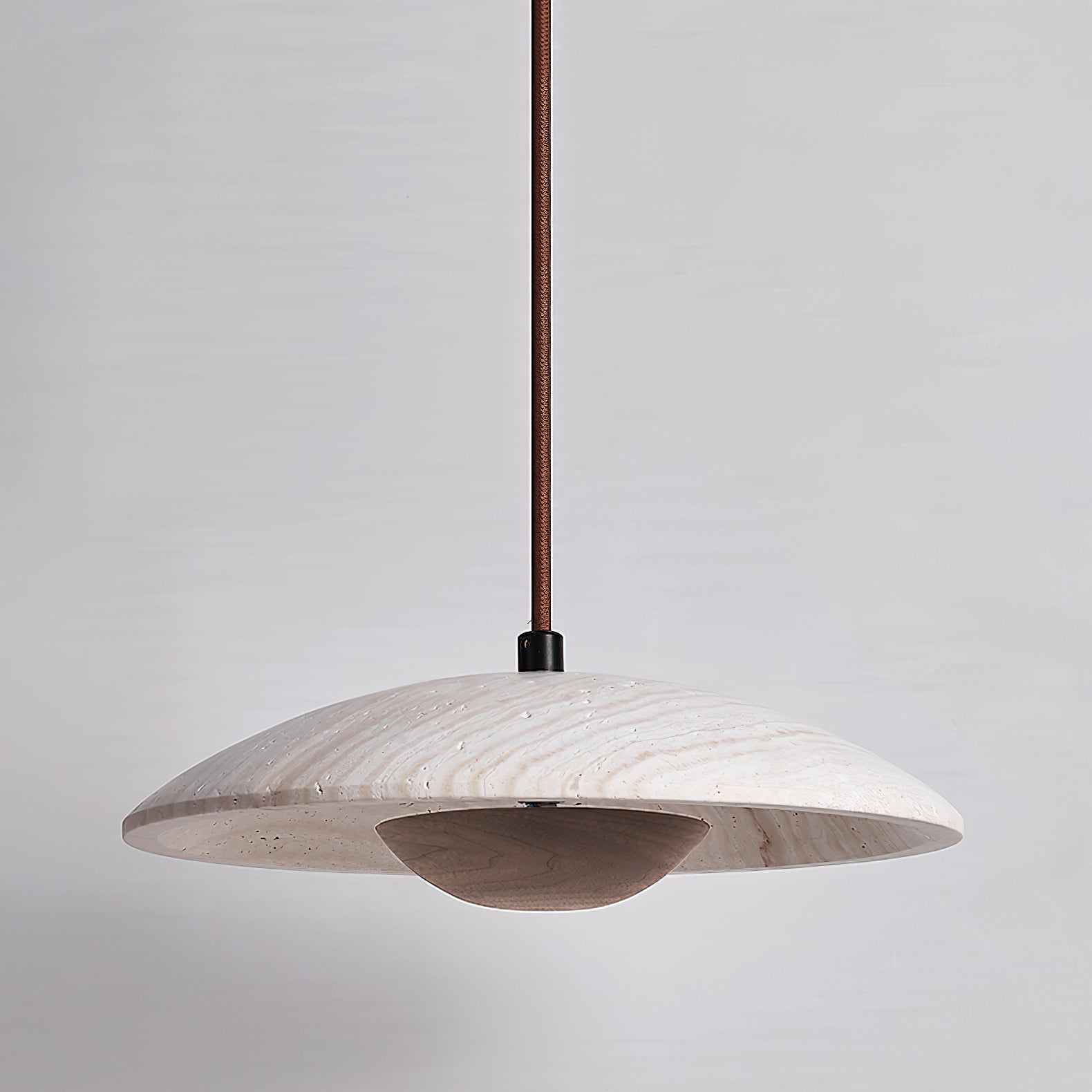 Zodore Wide-Brim Travertine Pendant Light - Blowlighting