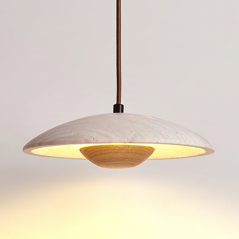 Zodore Wide-Brim Travertine Pendant Light - Blowlighting
