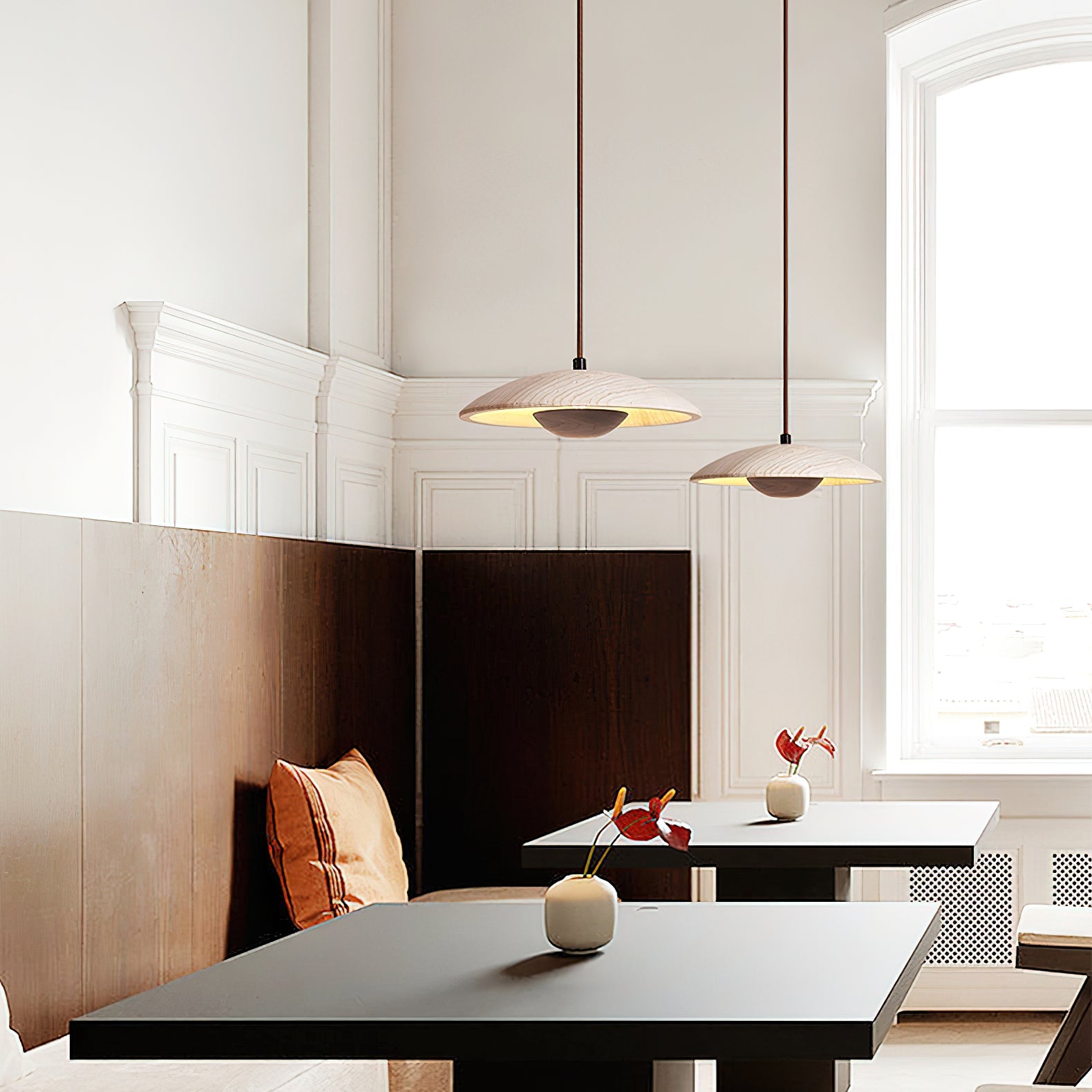 Zodore Wide-Brim Travertine Pendant Light - Blowlighting