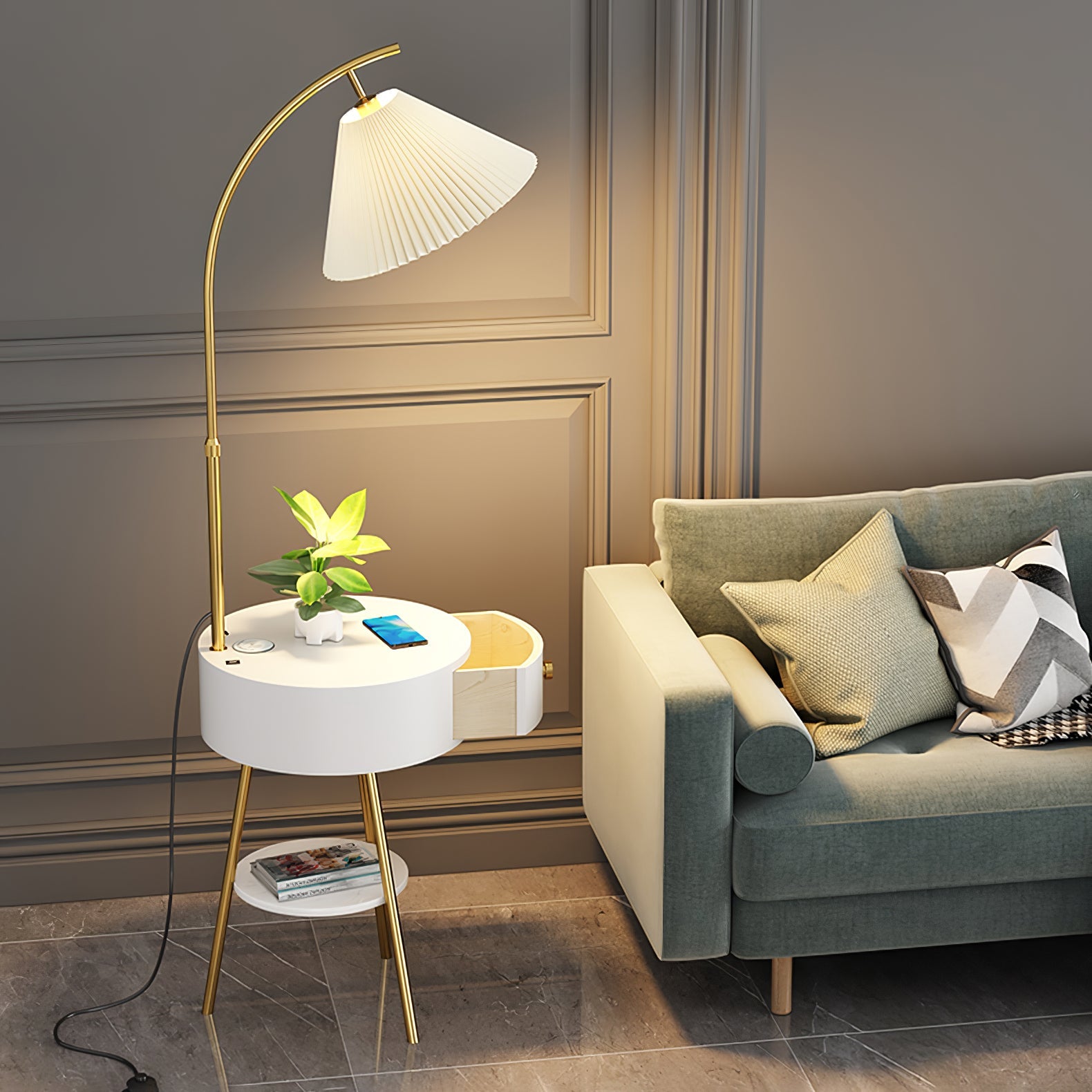 Pleated Arc Floor Light - Blowlighting