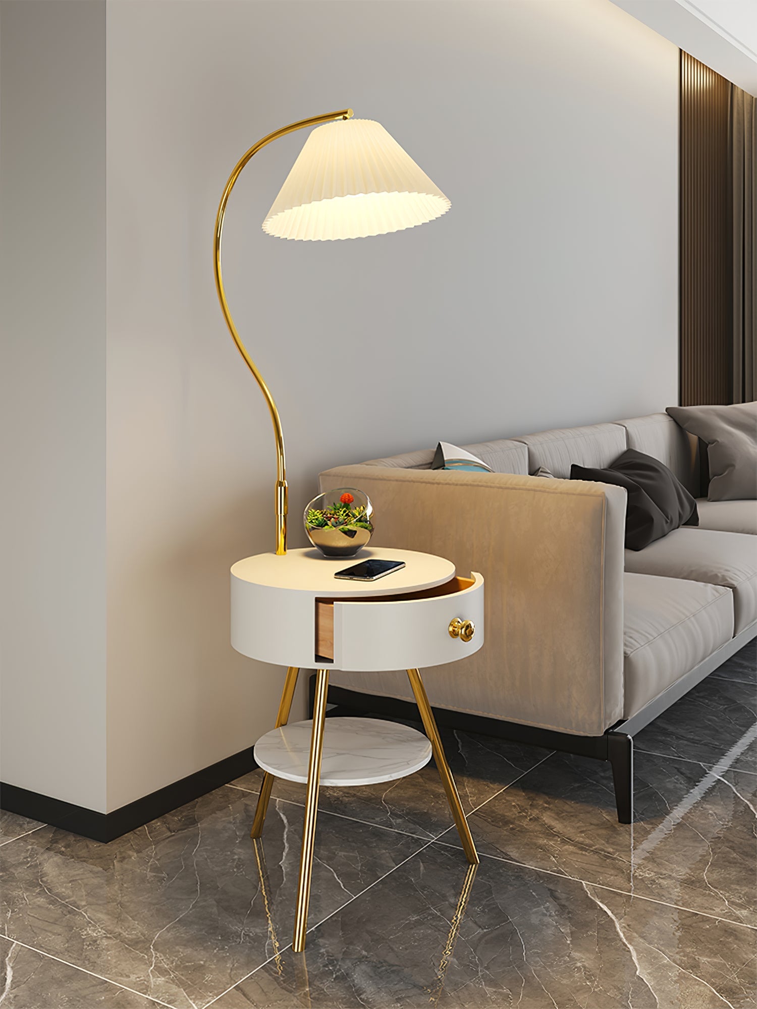 Pleated Nightstand Floor Light - Blowlighting