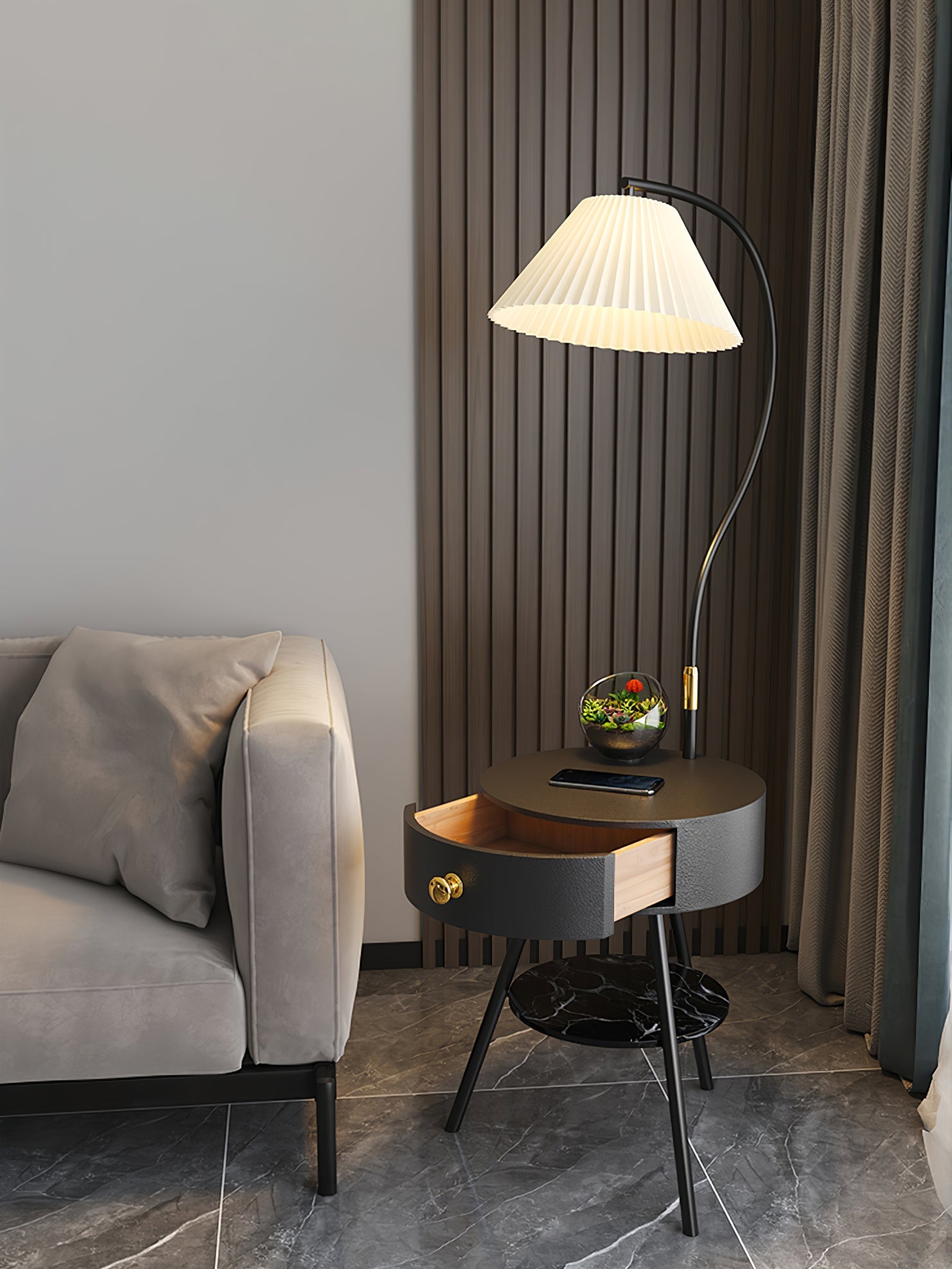 Pleated Nightstand Floor Light - Blowlighting