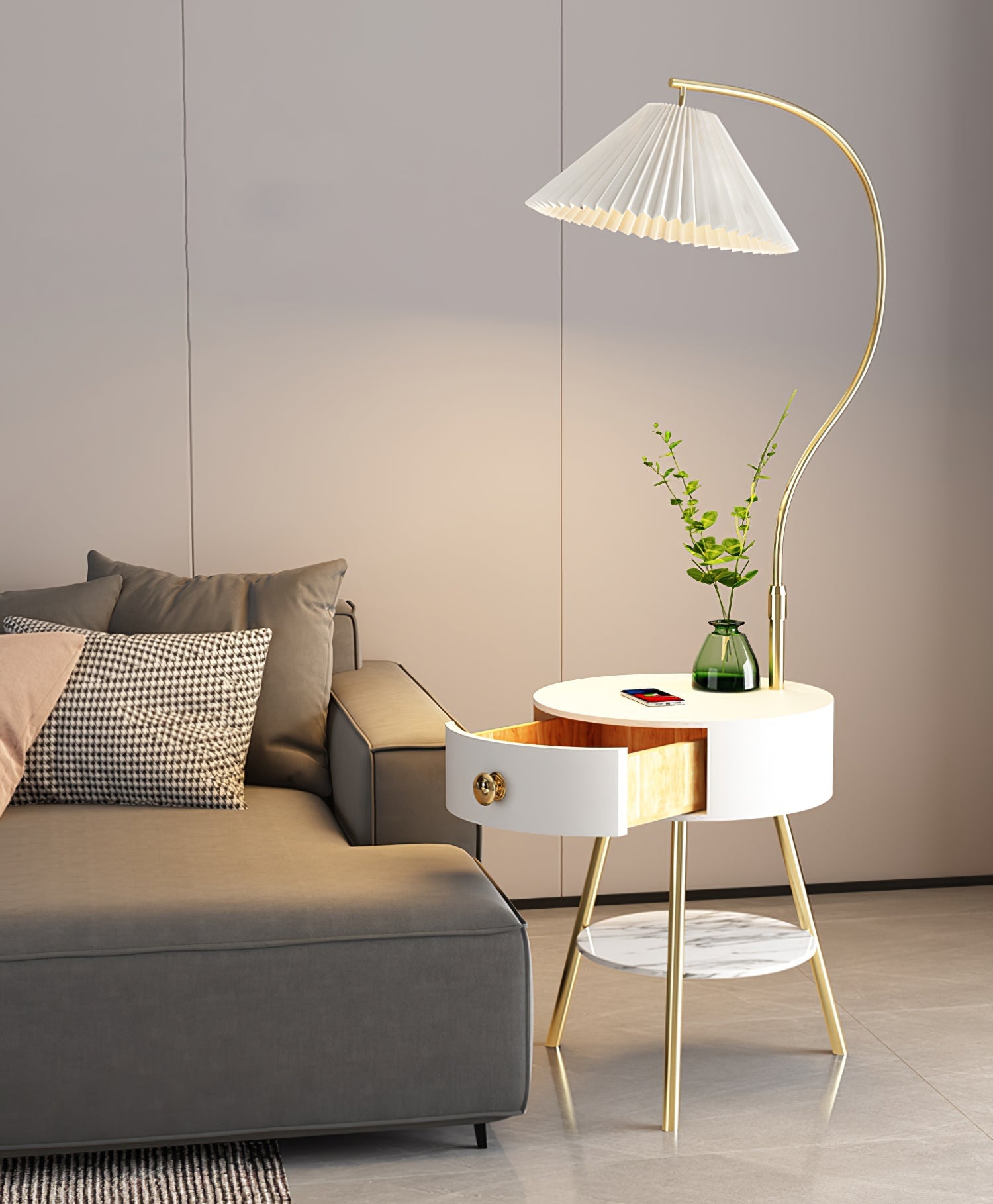 Pleated Nightstand Floor Light - Blowlighting
