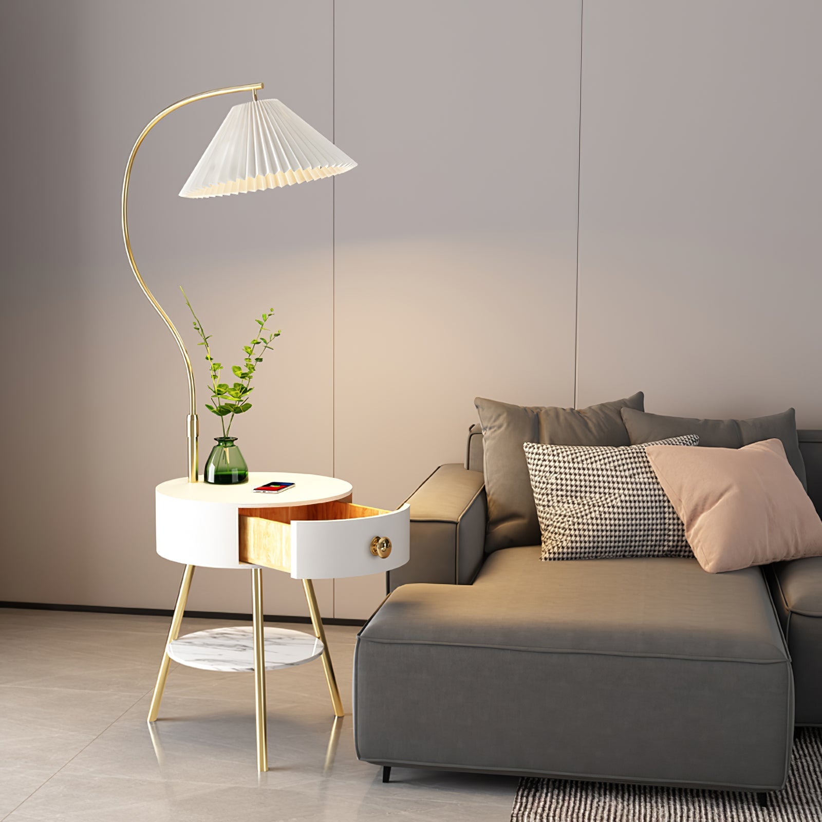 Pleated Nightstand Floor Light - Blowlighting