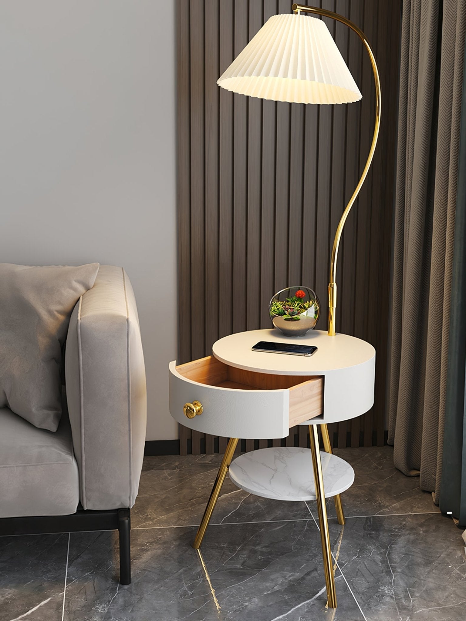 Pleated Nightstand Floor Light - Blowlighting