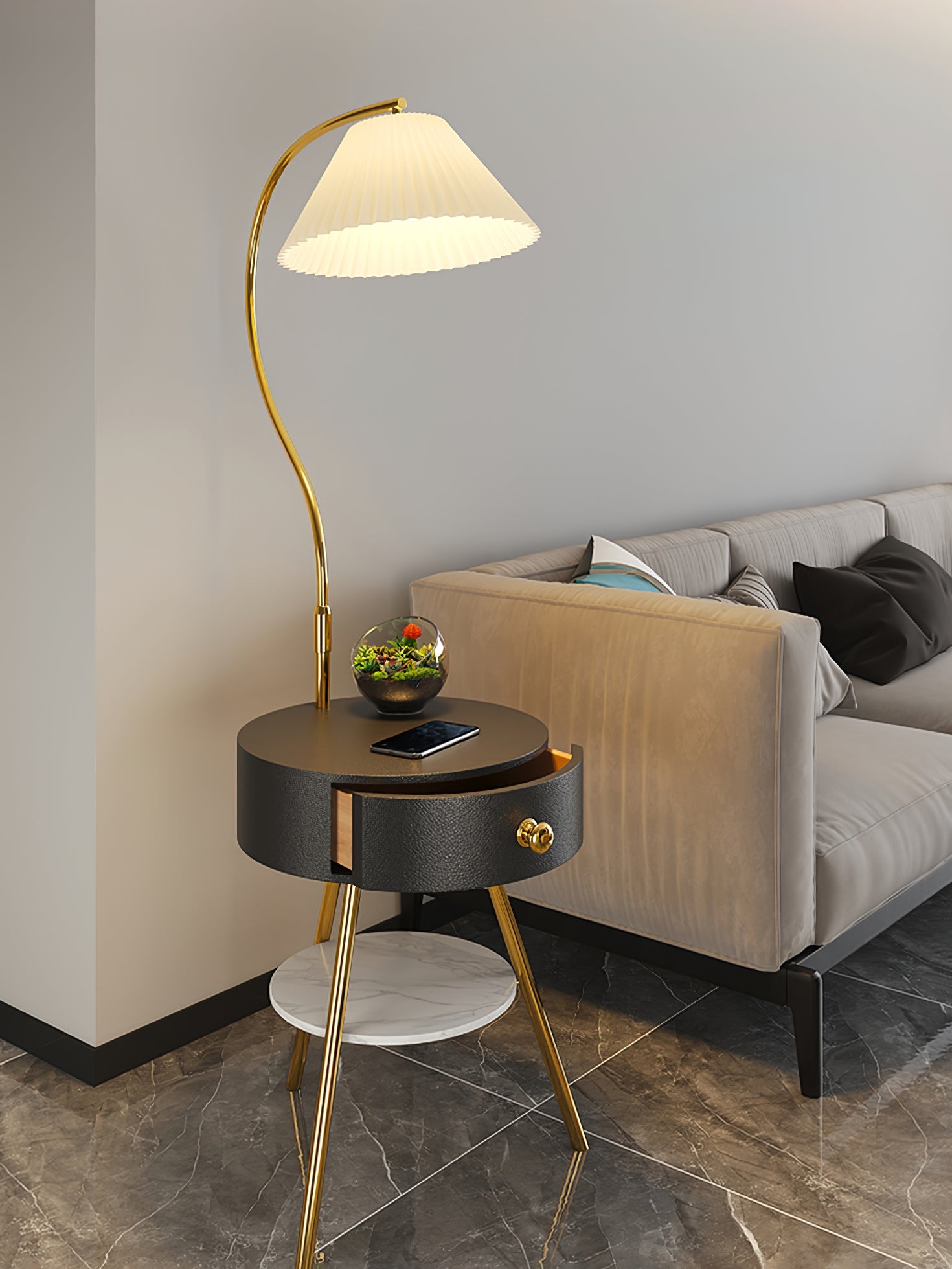 Pleated Nightstand Floor Light - Blowlighting