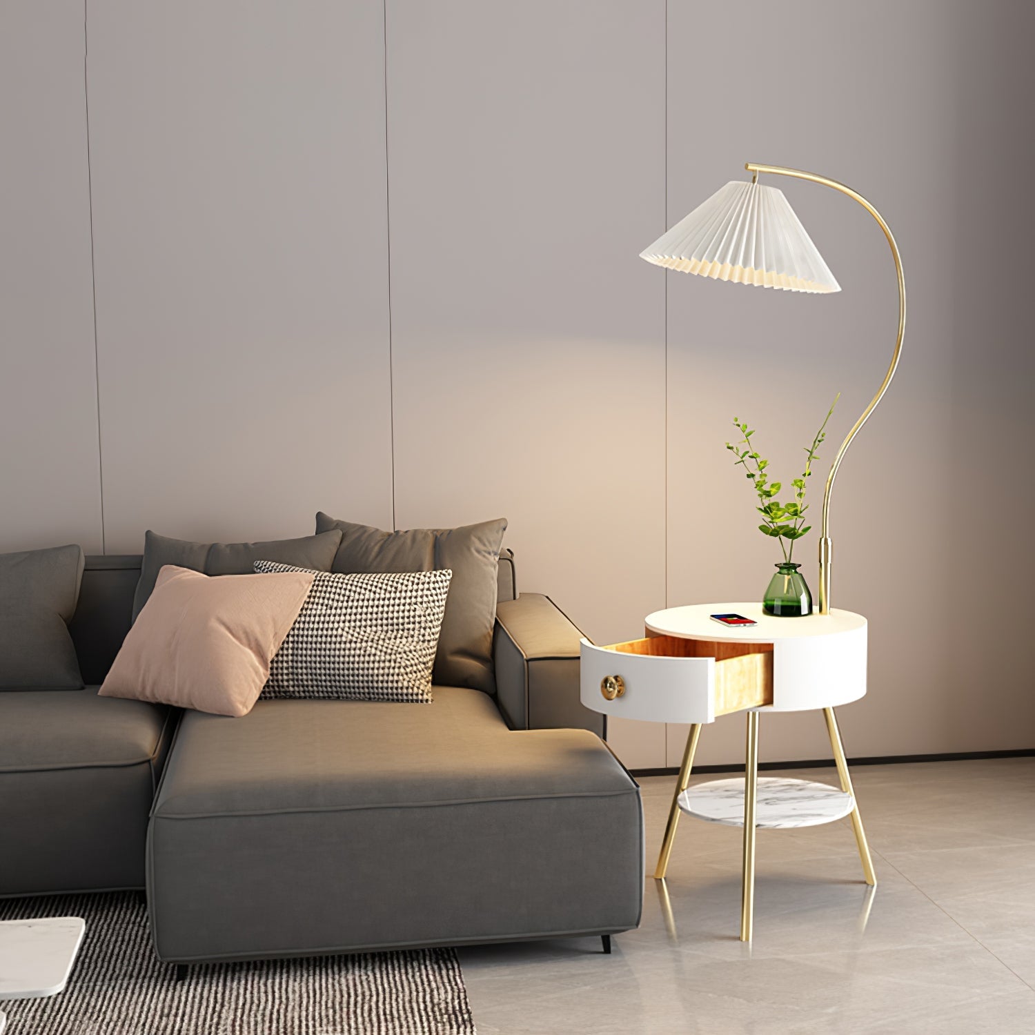 Pleated Nightstand Floor Light - Blowlighting