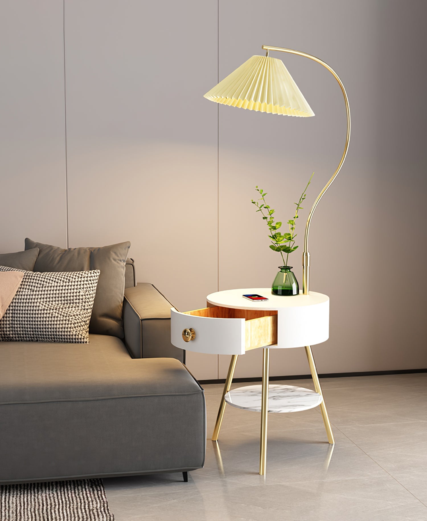 Pleated Nightstand Floor Light - Blowlighting