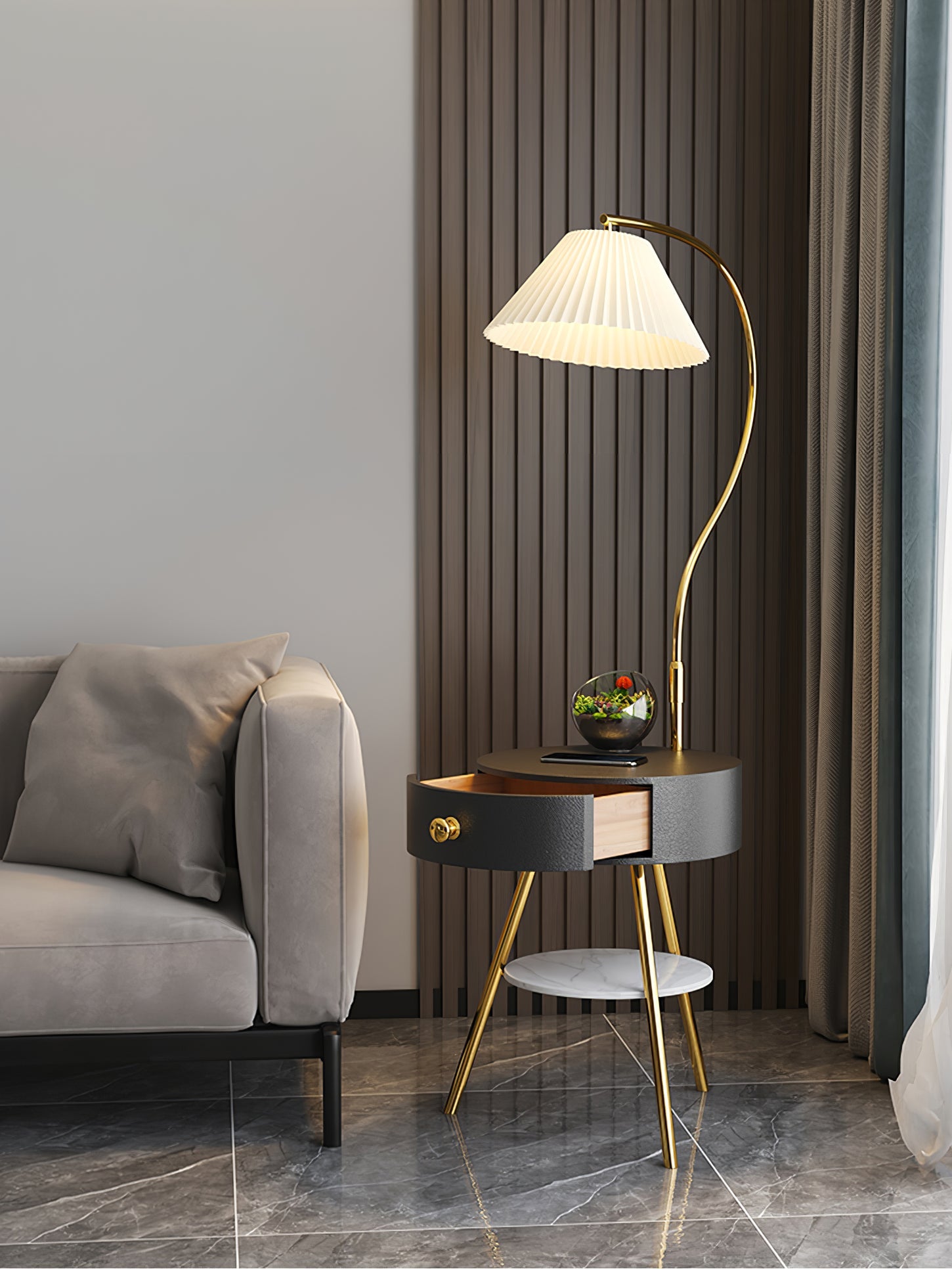 Pleated Nightstand Floor Light - Blowlighting