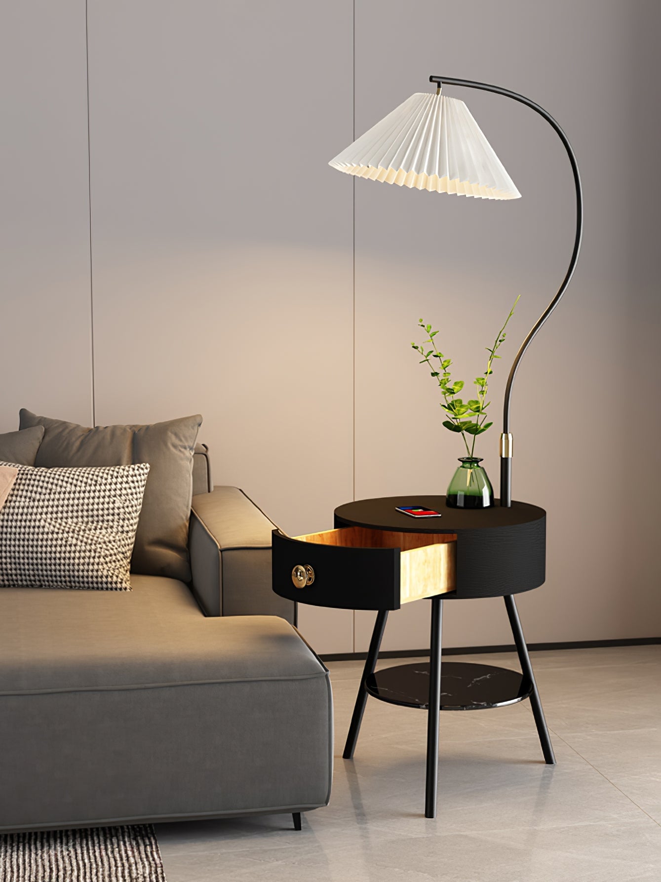 Pleated Nightstand Floor Light - Blowlighting