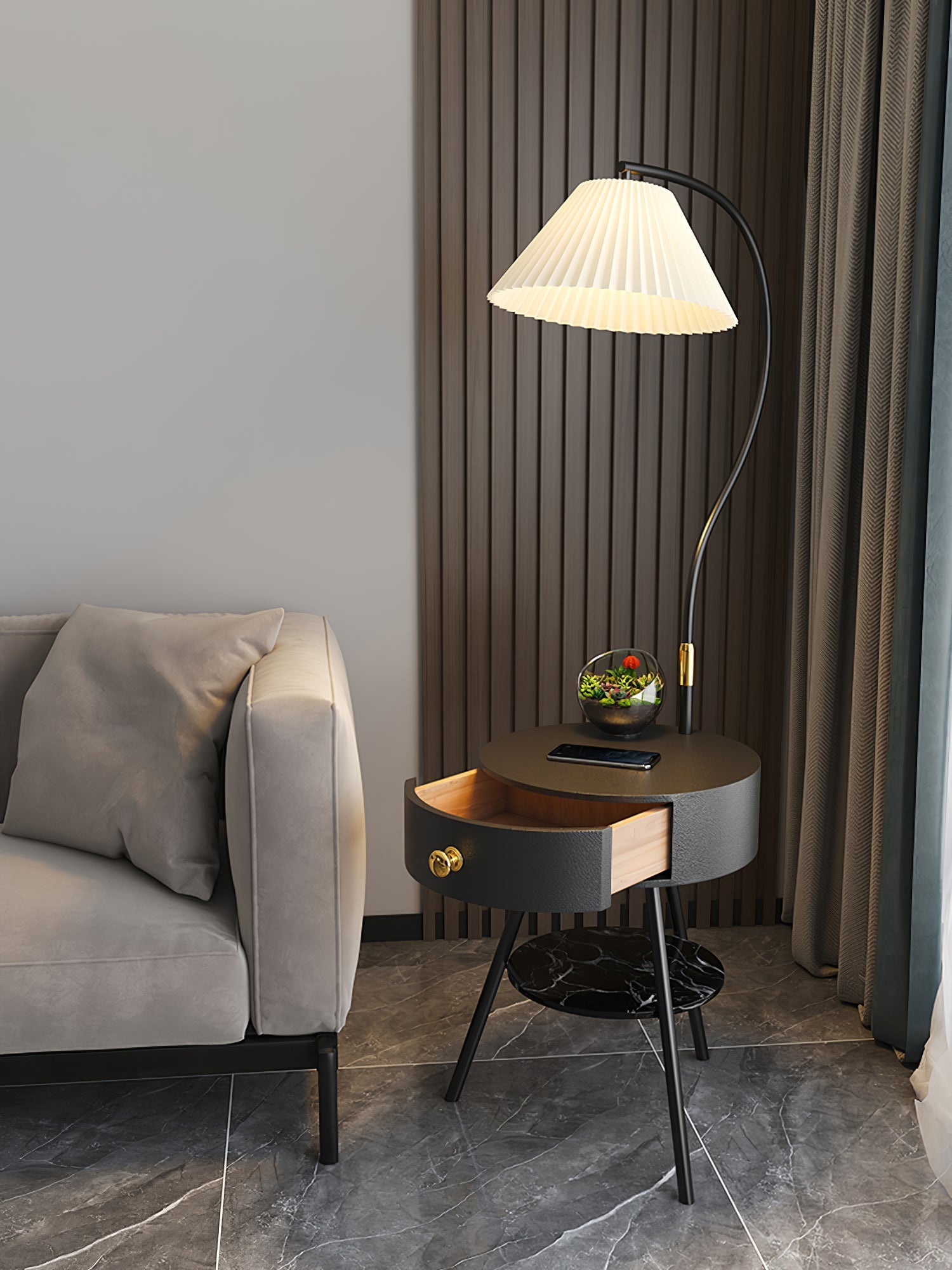 Pleated Nightstand Floor Light - Blowlighting