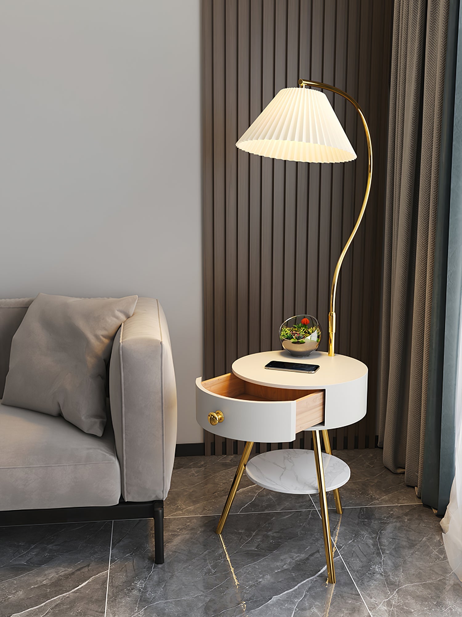 Pleated Nightstand Floor Light - Blowlighting