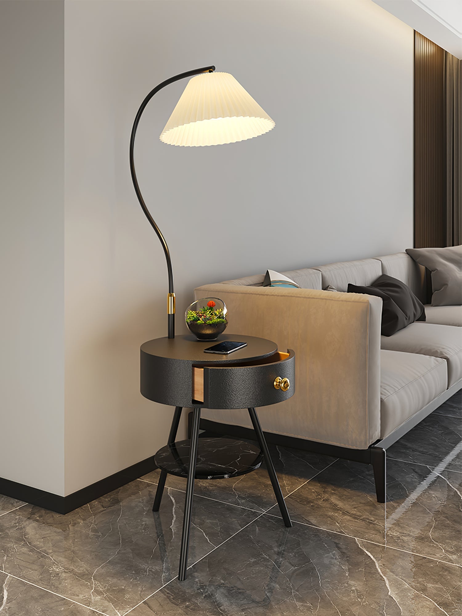 Pleated Nightstand Floor Light - Blowlighting