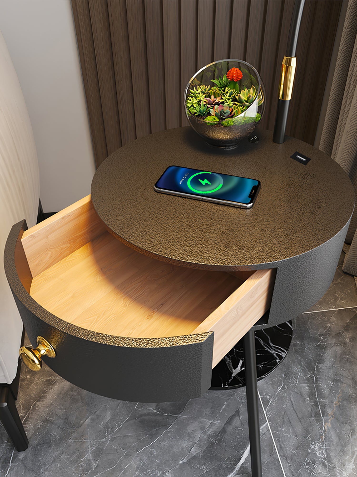 Pleated Nightstand Floor Light - Blowlighting