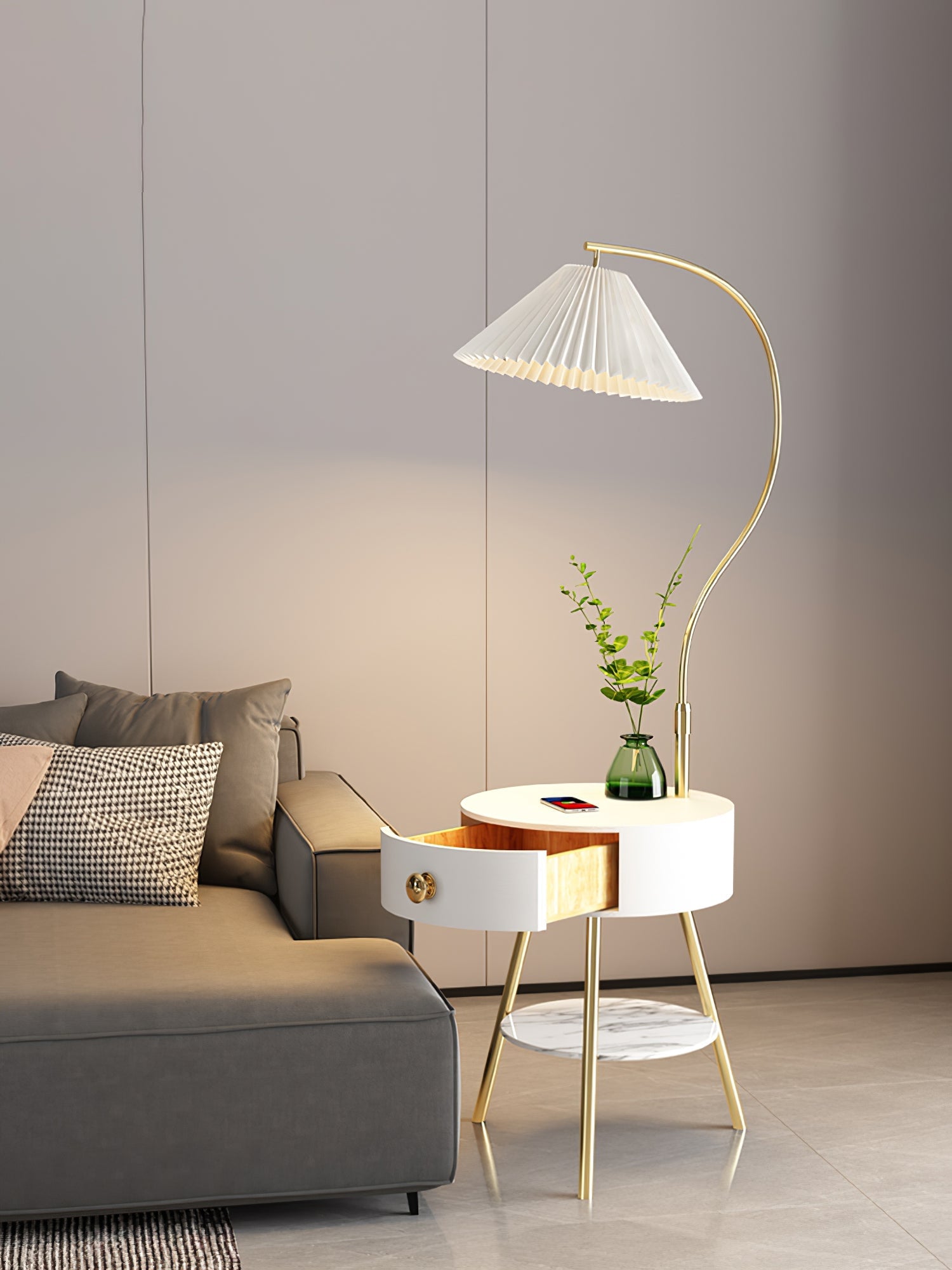 Pleated Nightstand Floor Light - Blowlighting