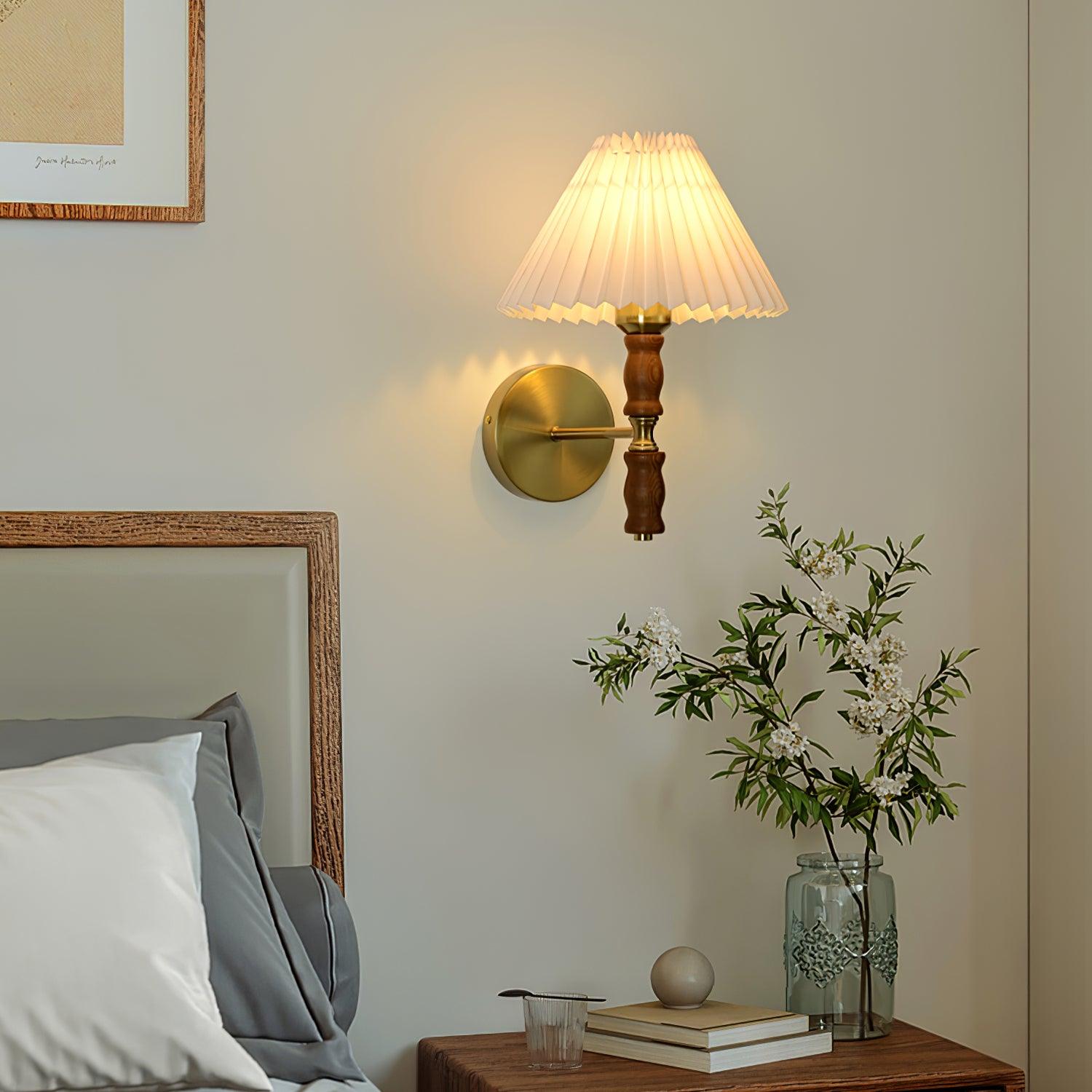 Pleated Walnut Wall Light - Blowlighting