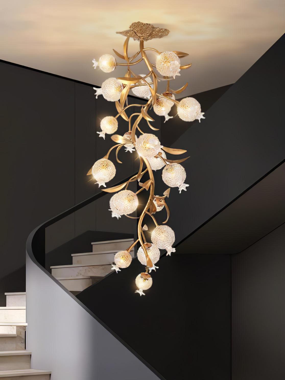 Aursorir Elegance Pomegranate Brass Metal Glass Ceiling Lamp - Blowlighting