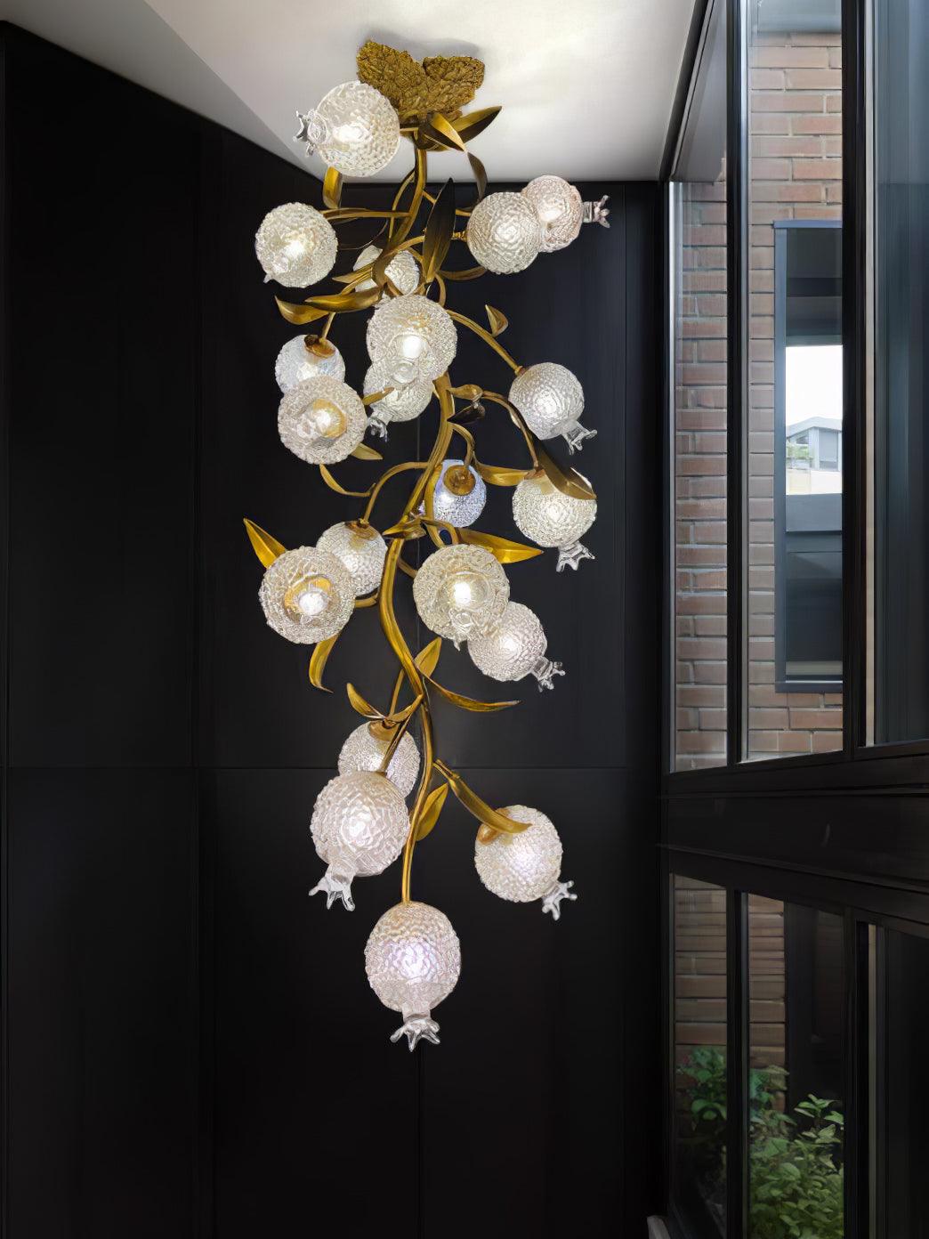 Aursorir Elegance Pomegranate Brass Metal Glass Ceiling Lamp - Blowlighting