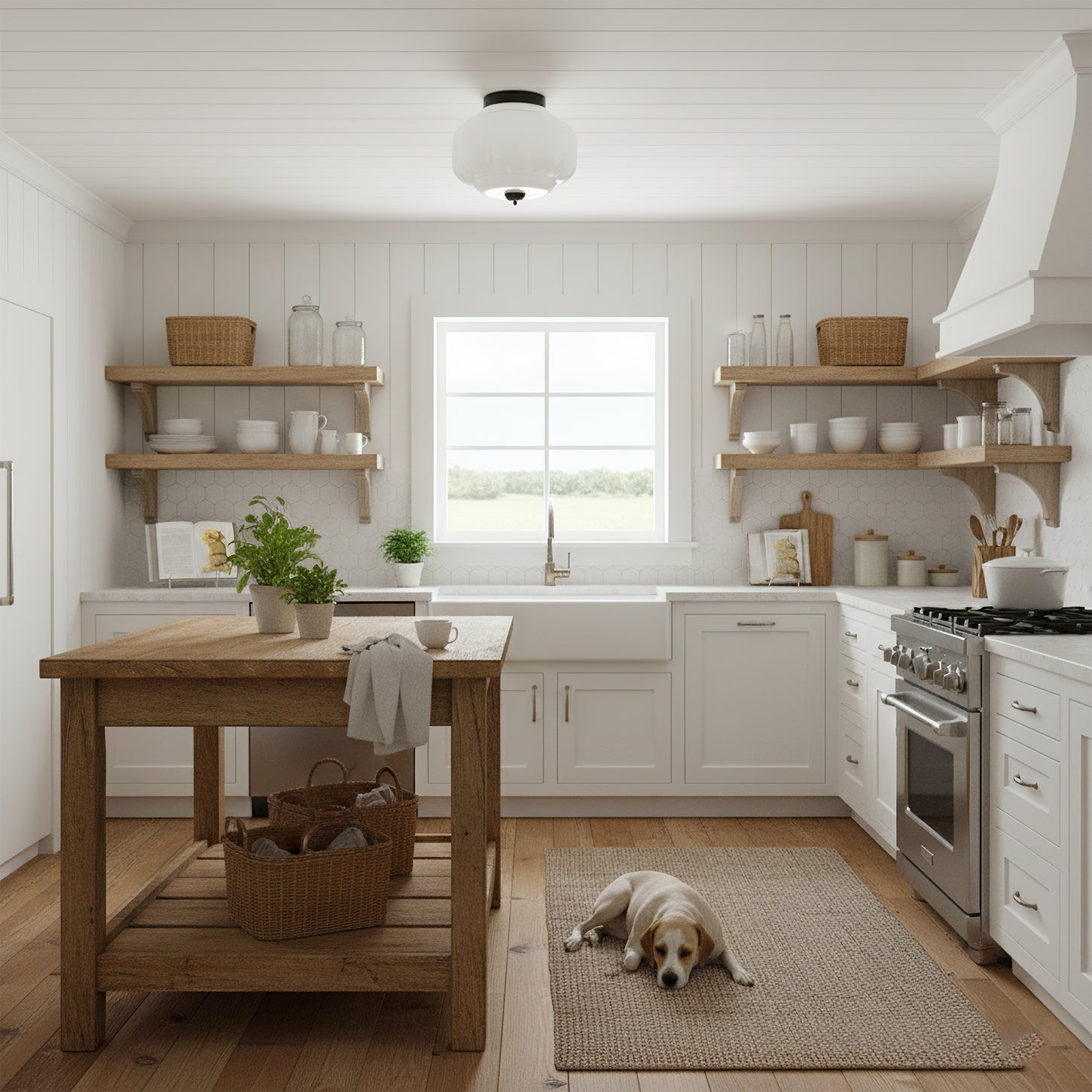 Poppy Retro Glass Ceiling Light