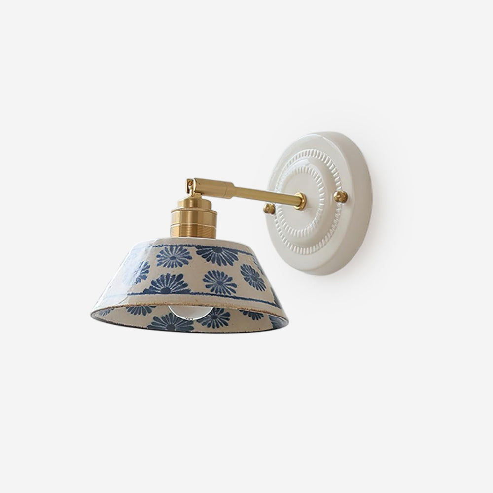 Porcelain Indigo Vintage Ceramics Wall Light