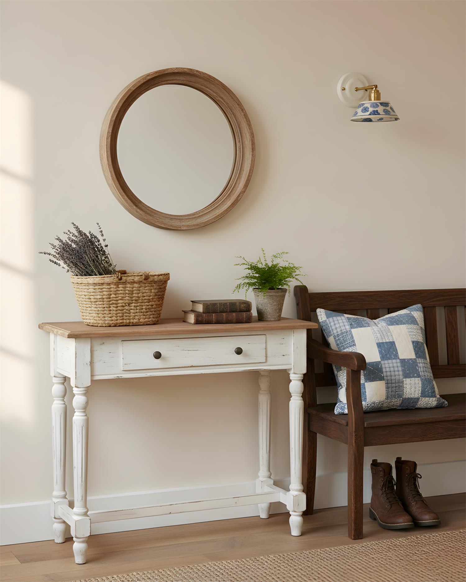 Porcelain Indigo Vintage Ceramics Wall Light