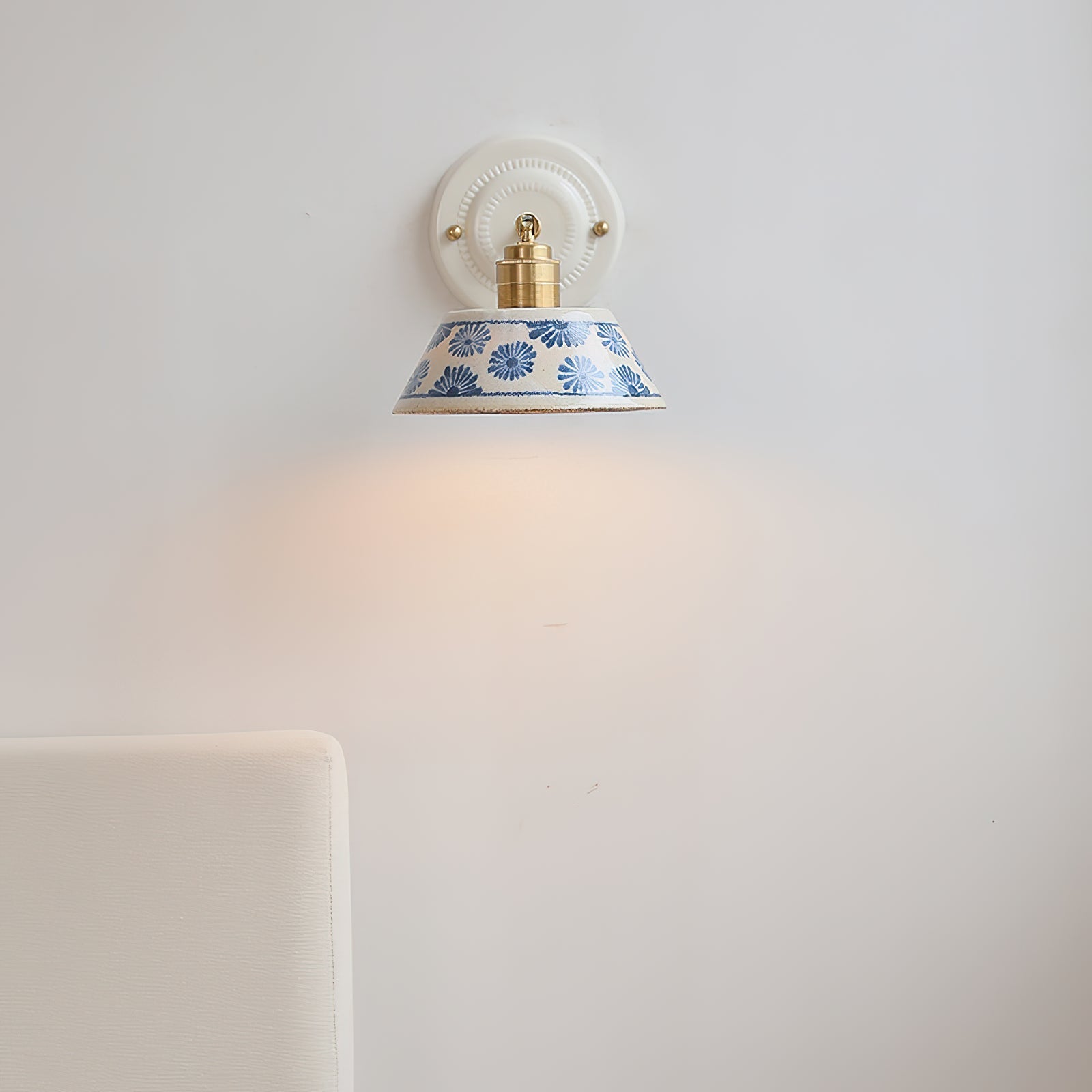Porcelain Indigo Vintage Ceramics Wall Light
