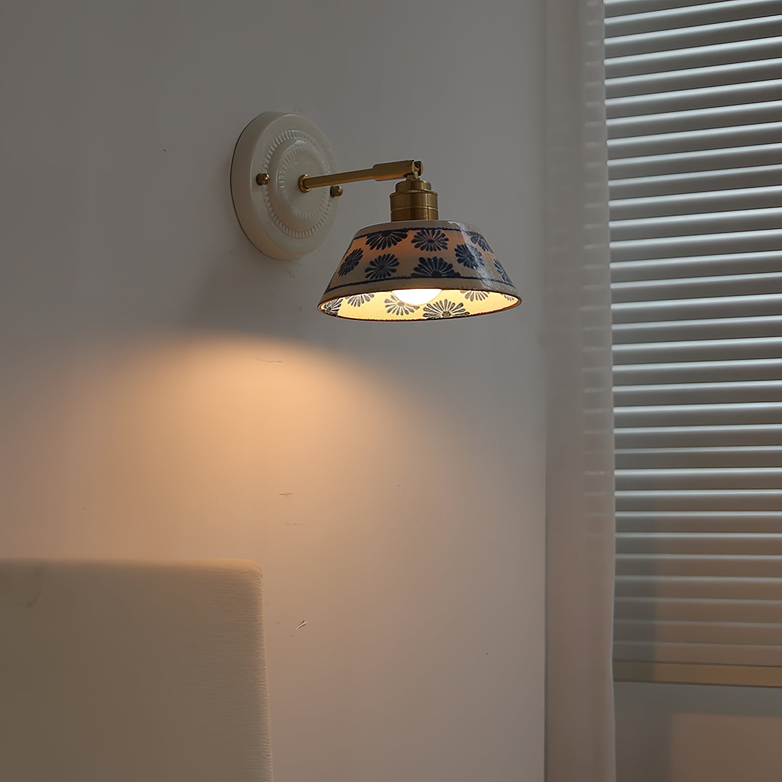 Porcelain Indigo Vintage Ceramics Wall Light