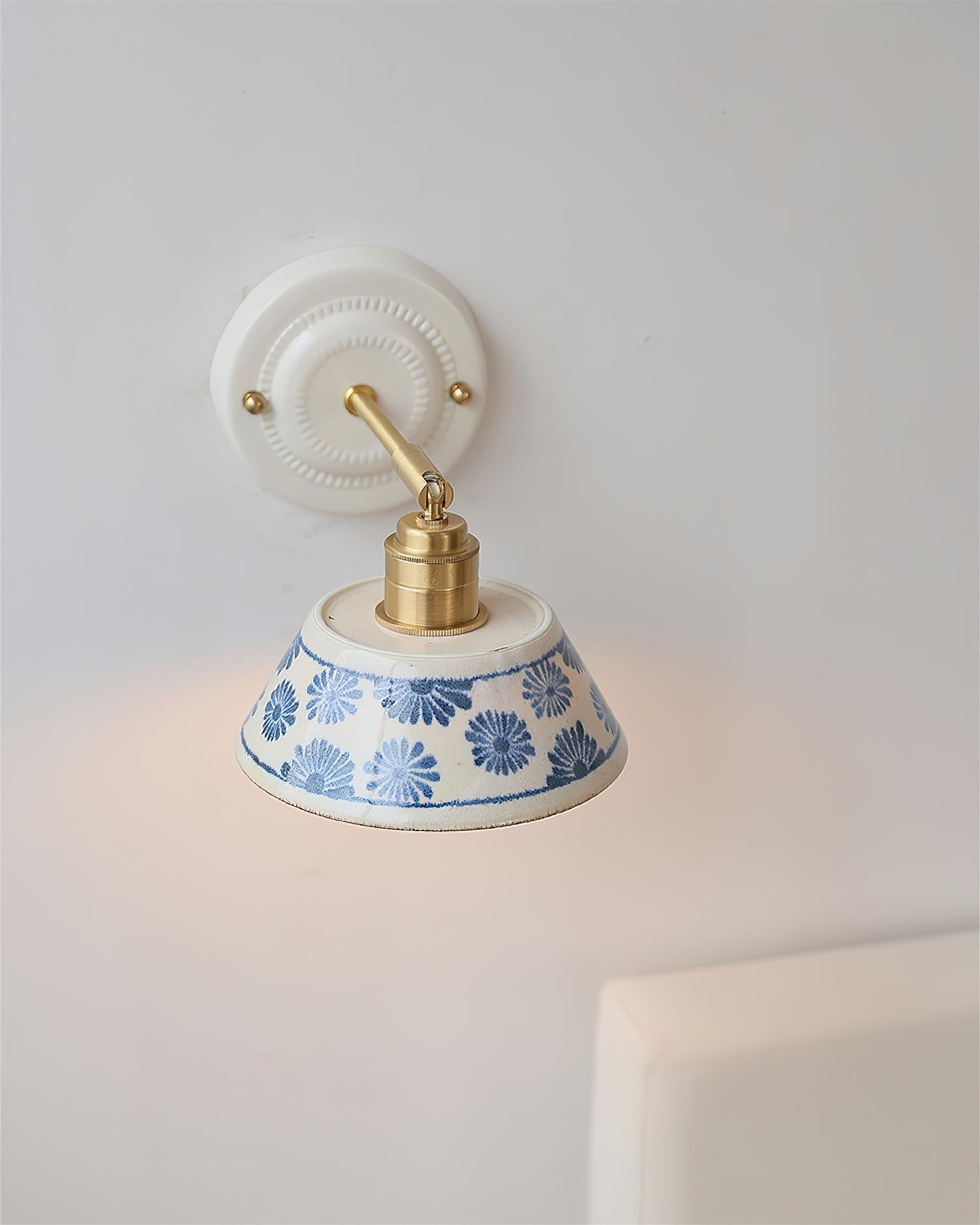 Porcelain Indigo Vintage Ceramics Wall Light