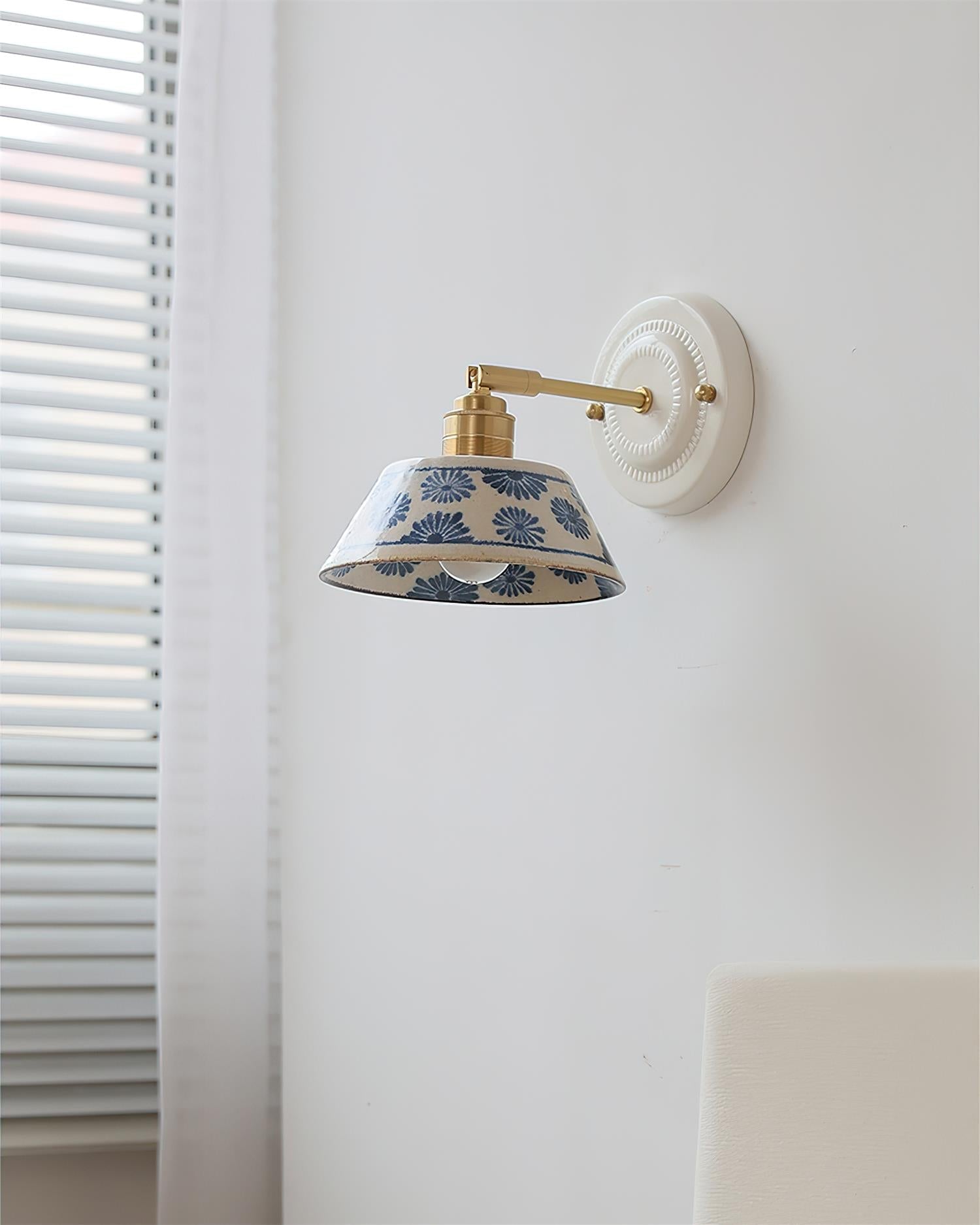 Porcelain Indigo Vintage Ceramics Wall Light