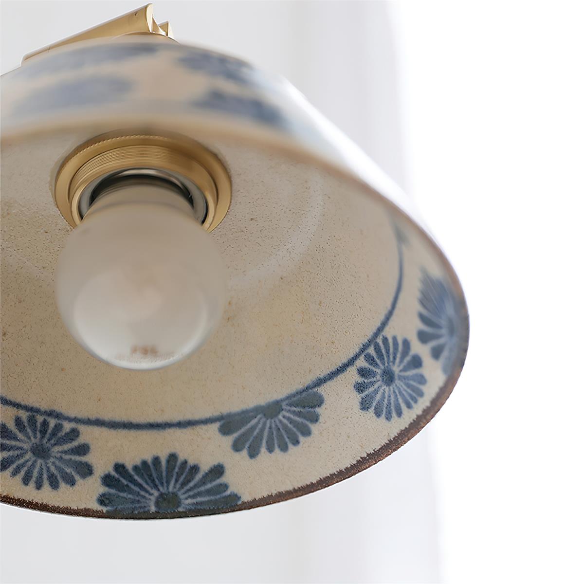 Porcelain Indigo Vintage Ceramics Wall Light