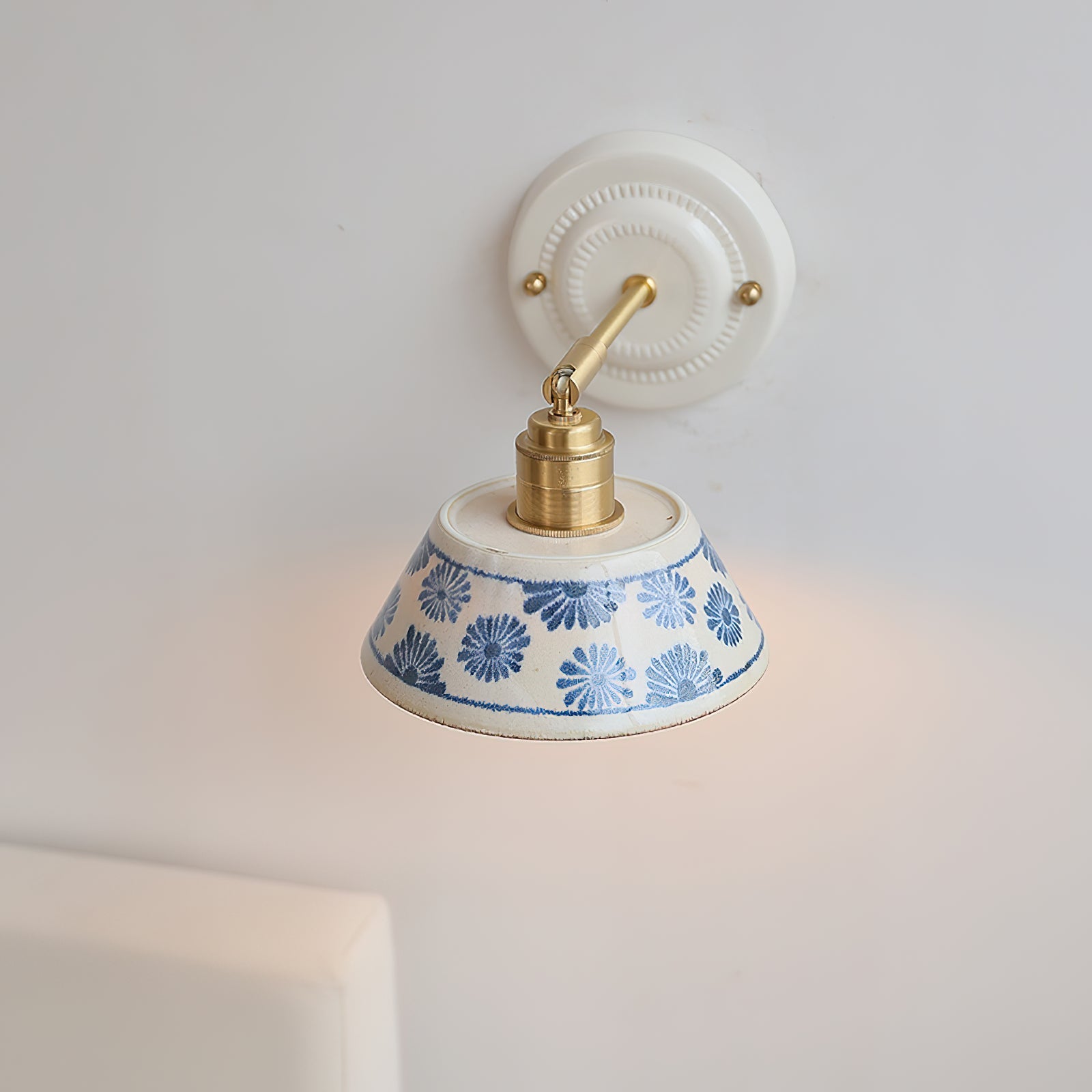 Porcelain Indigo Vintage Ceramics Wall Light