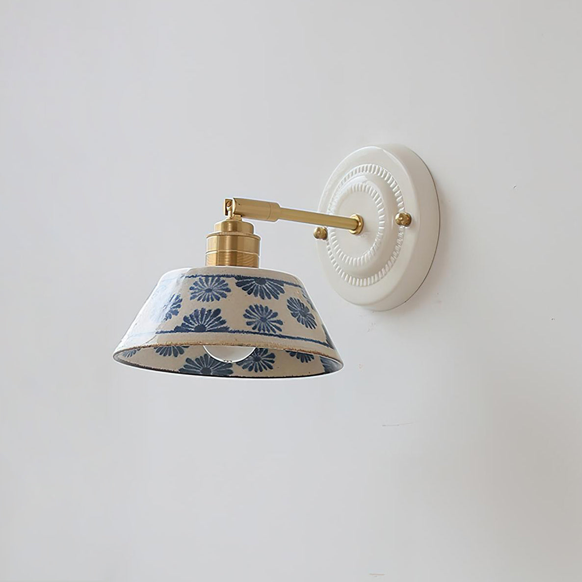 Porcelain Indigo Vintage Ceramics Wall Light