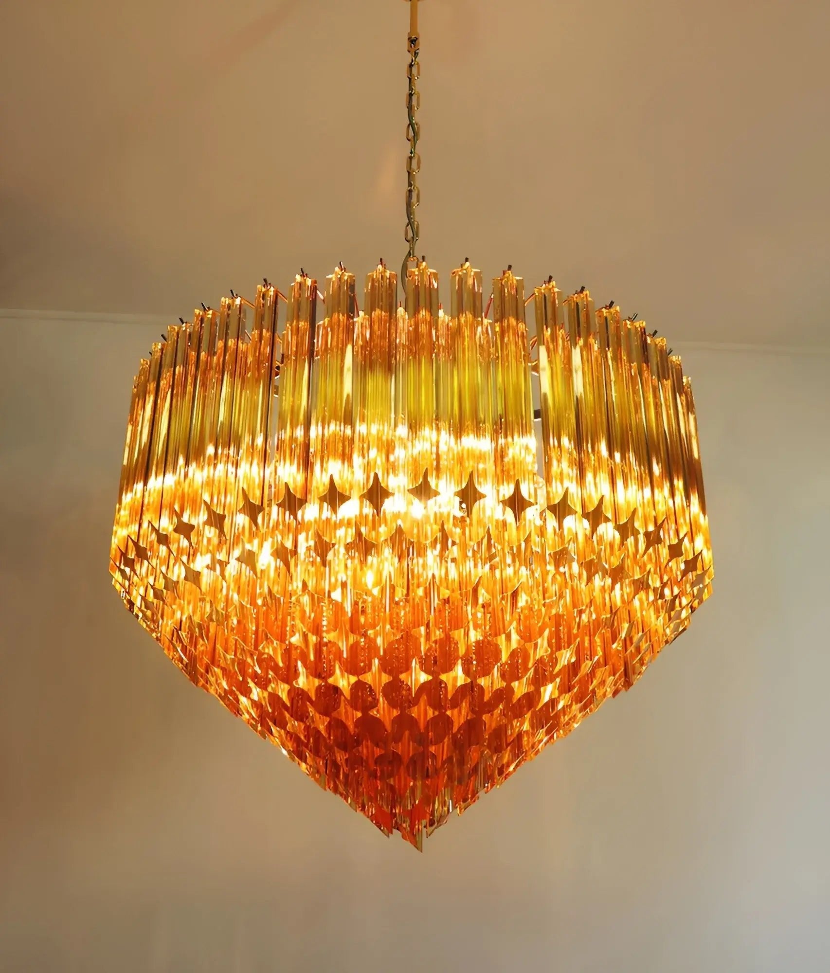 Aurora Chandelier Amber Murano Glass Prism Grand Art - Blowlighting