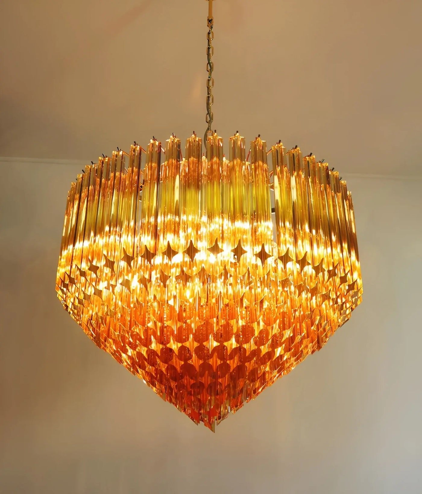 Aurora Chandelier Amber Murano Glass Prism Grand Art - Blowlighting