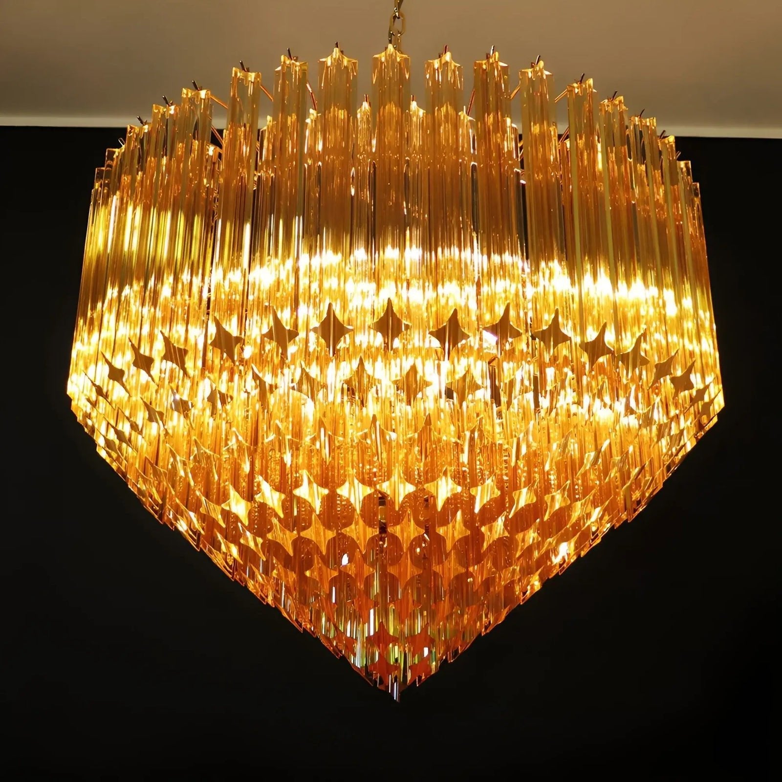 Aurora Chandelier Amber Murano Glass Prism Grand Art - Blowlighting