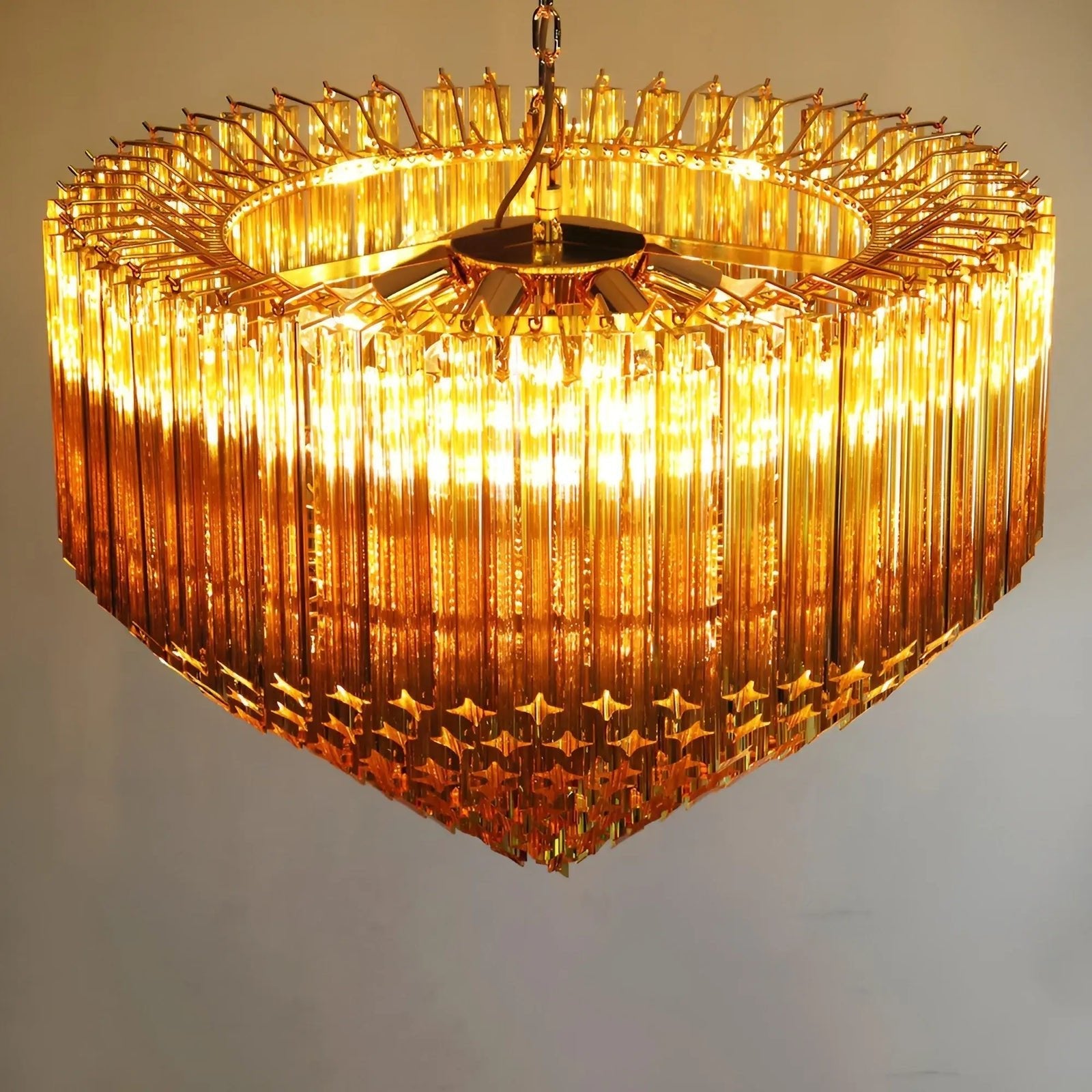 Aurora Chandelier Amber Murano Glass Prism Grand Art - Blowlighting